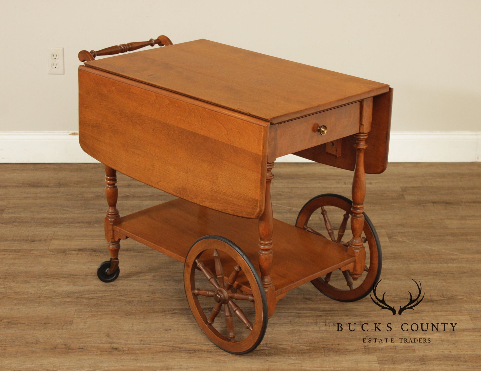 Ethan Allen Early American Maple Drop-Leaf Tea Cart
