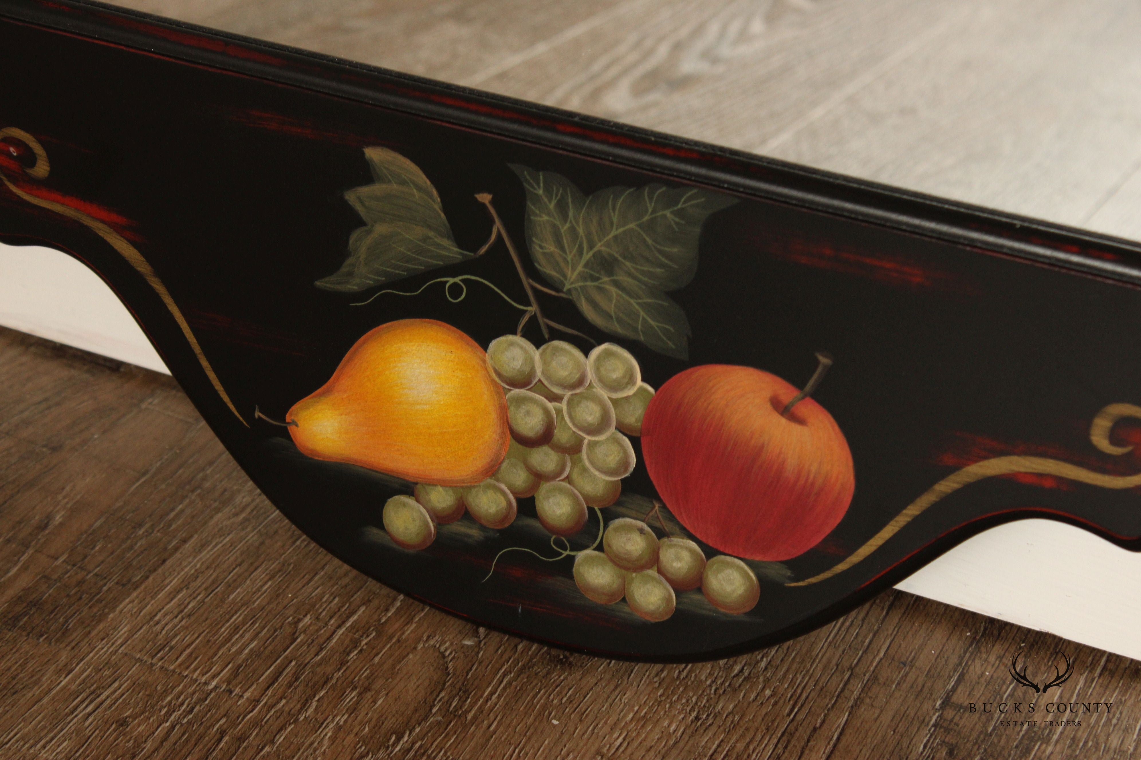 Painted Black Fruit Motif Wall Mirror