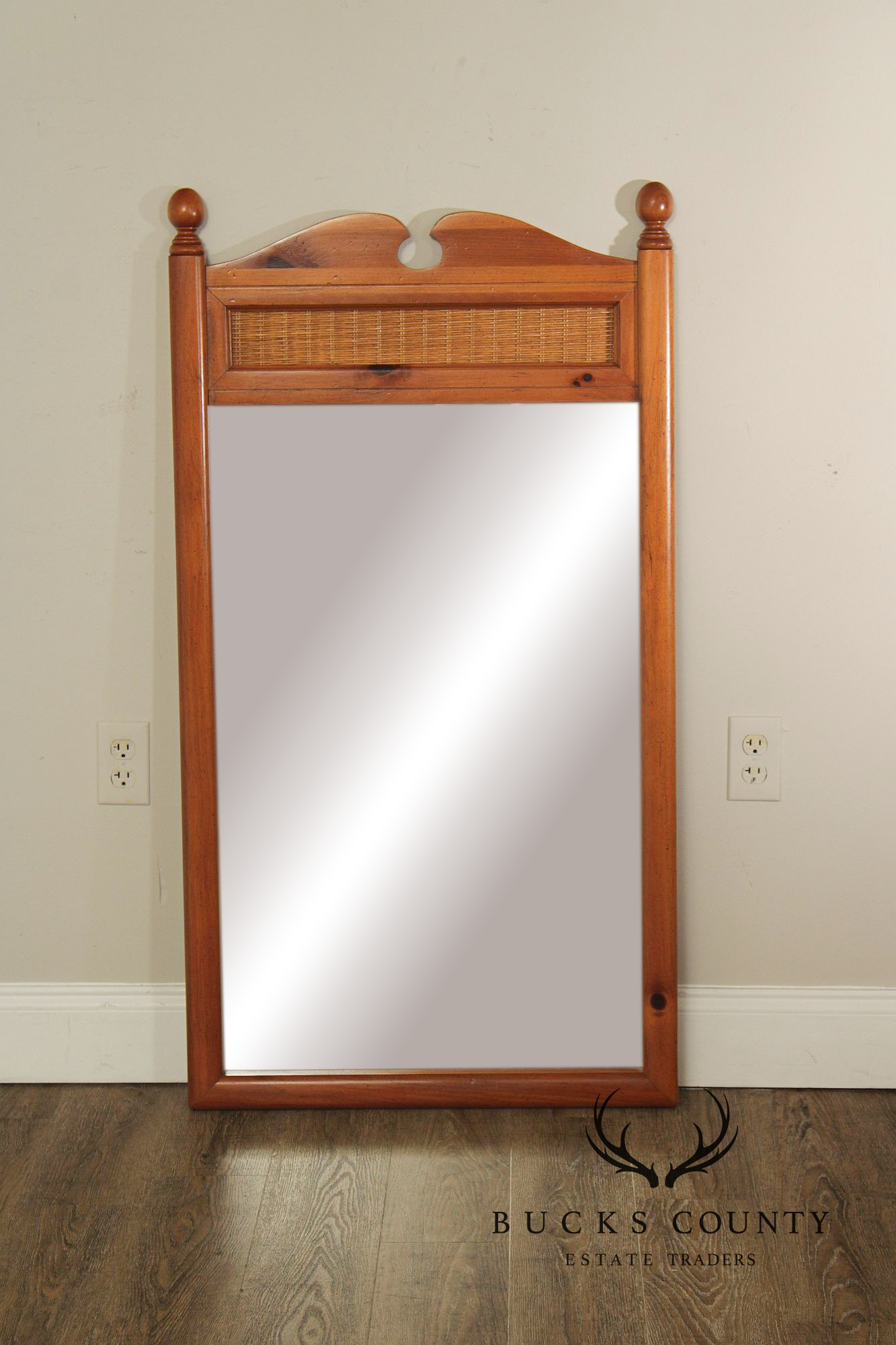 Stanley Furniture Country Pine and Wicker Mirror