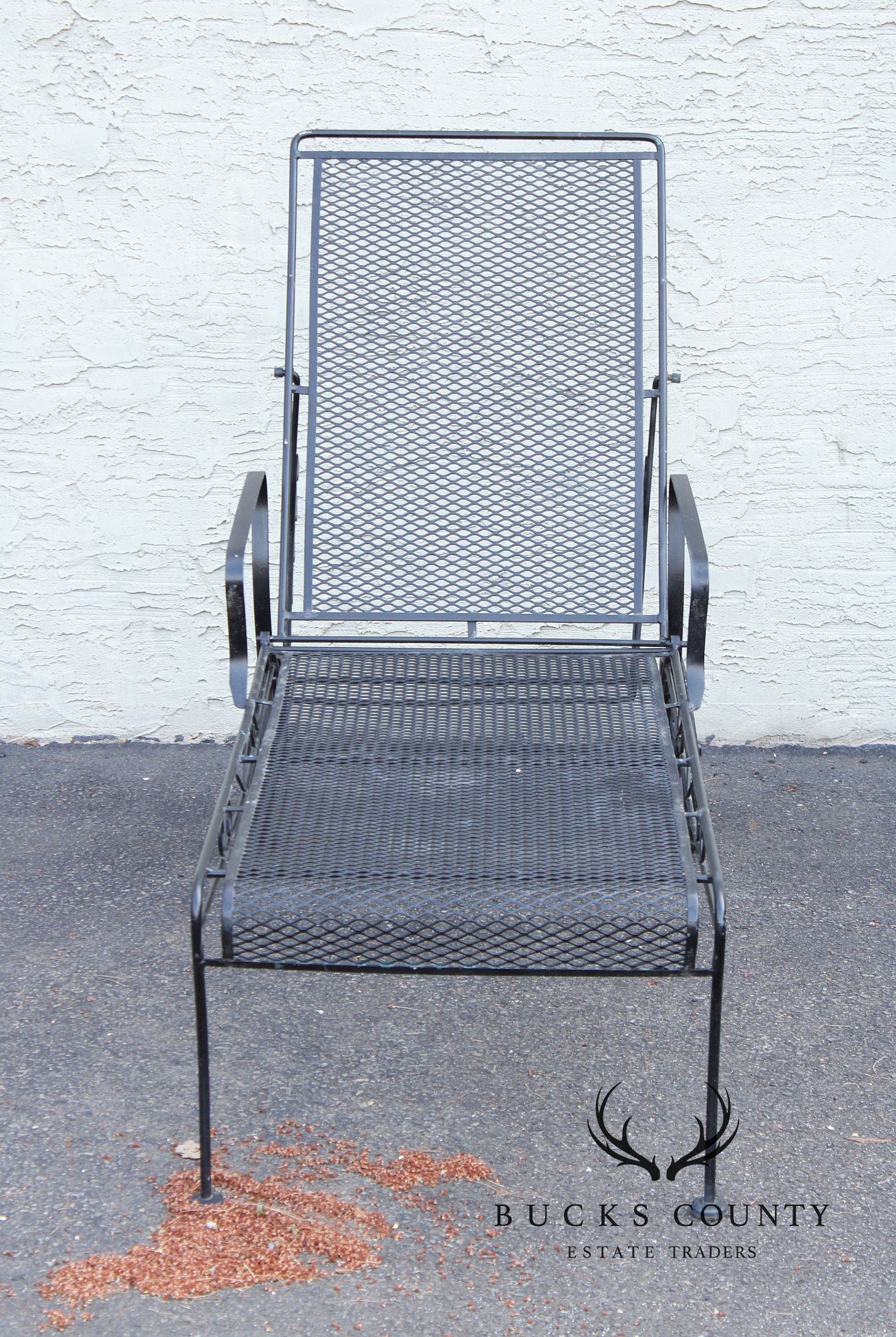 Vintage Wrought Iron Outdoor Patio Chaise Lounge