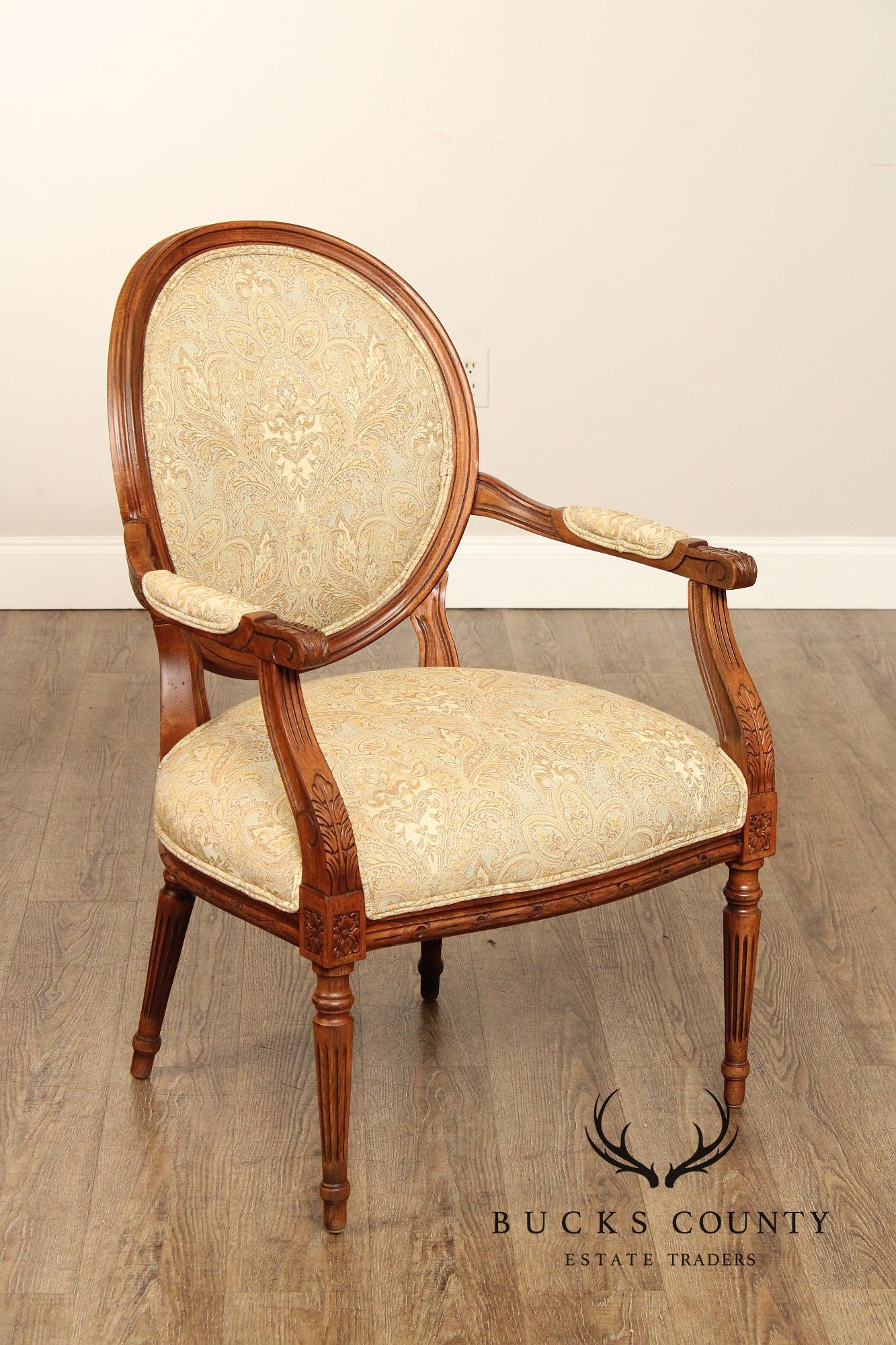 Ethan Allen French Louis XVI Style Pair Of Fauteuil Armchairs
