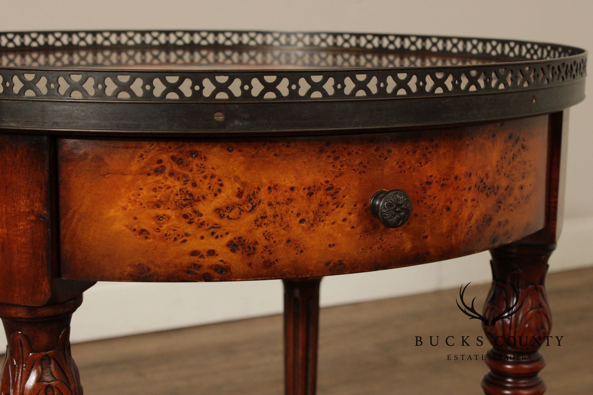 Theodore Alexander Round Two-Tier Inlaid Occasional Table