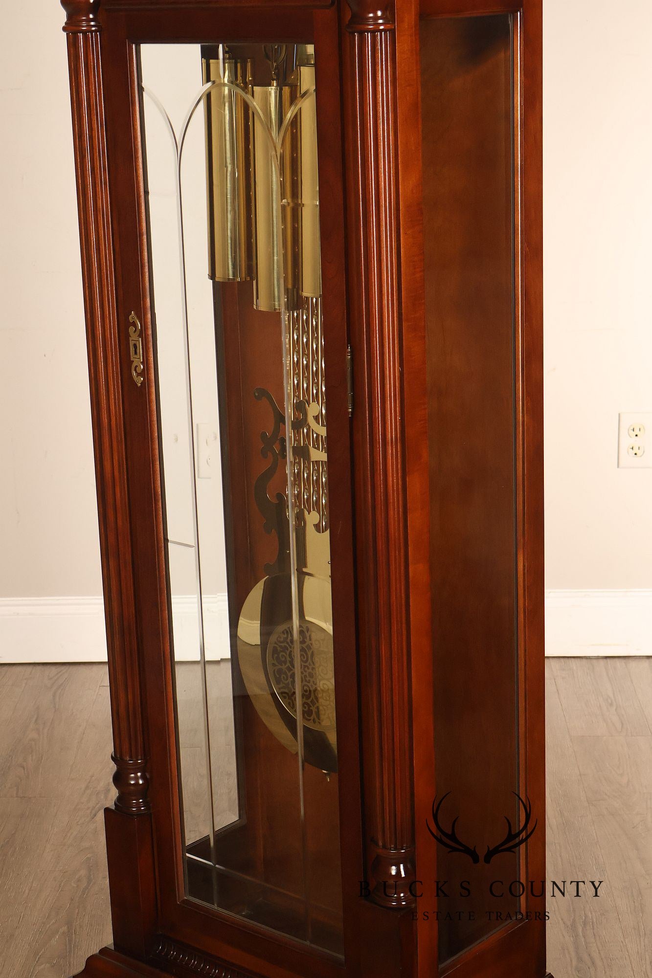 Sligh Mahogany Grandfather Clock With Triple Chime Moon Phase Dial