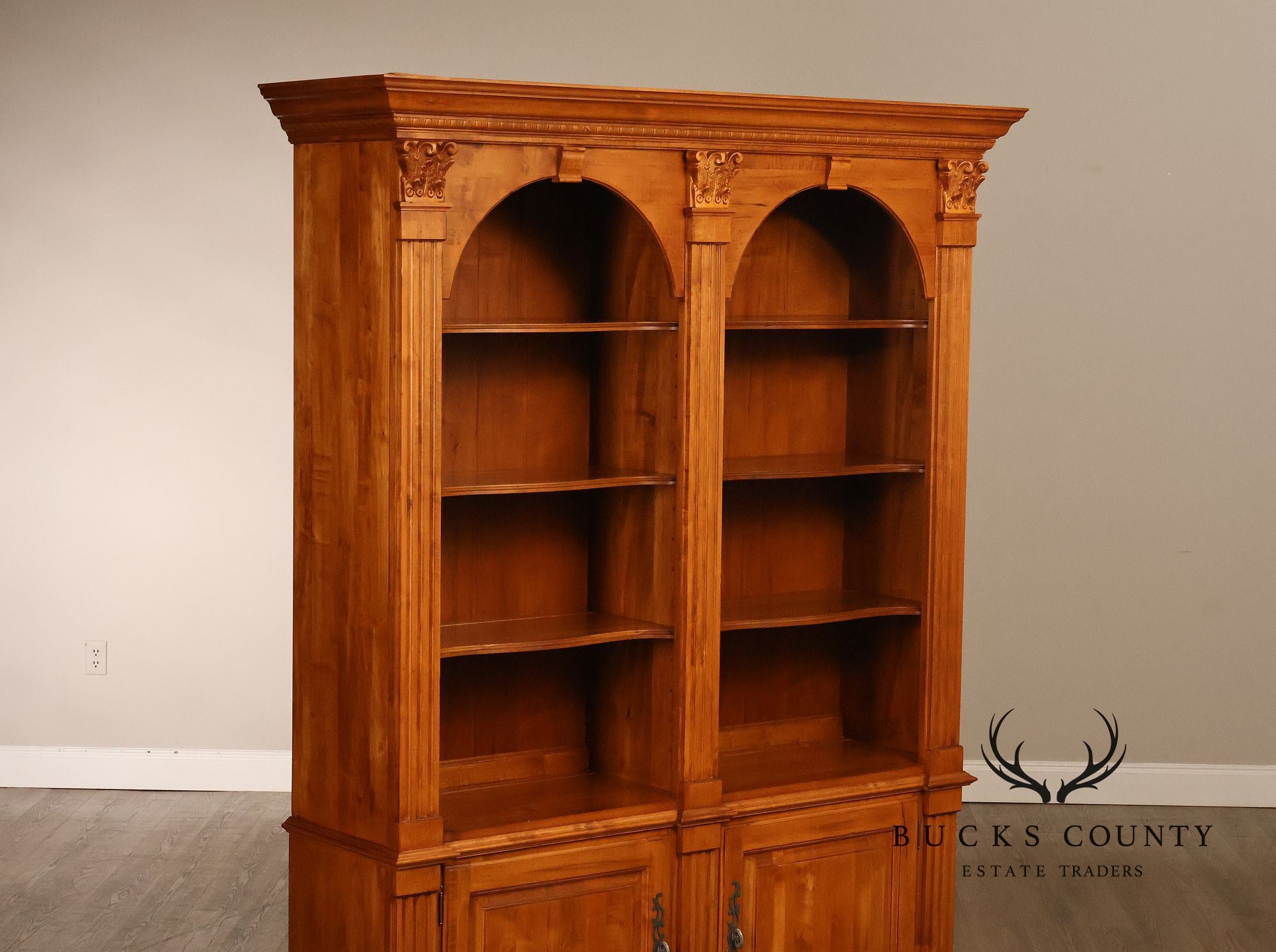 ETHAN ALLEN 'LEGACY' DOUBLE ARCHED BOOKCASE