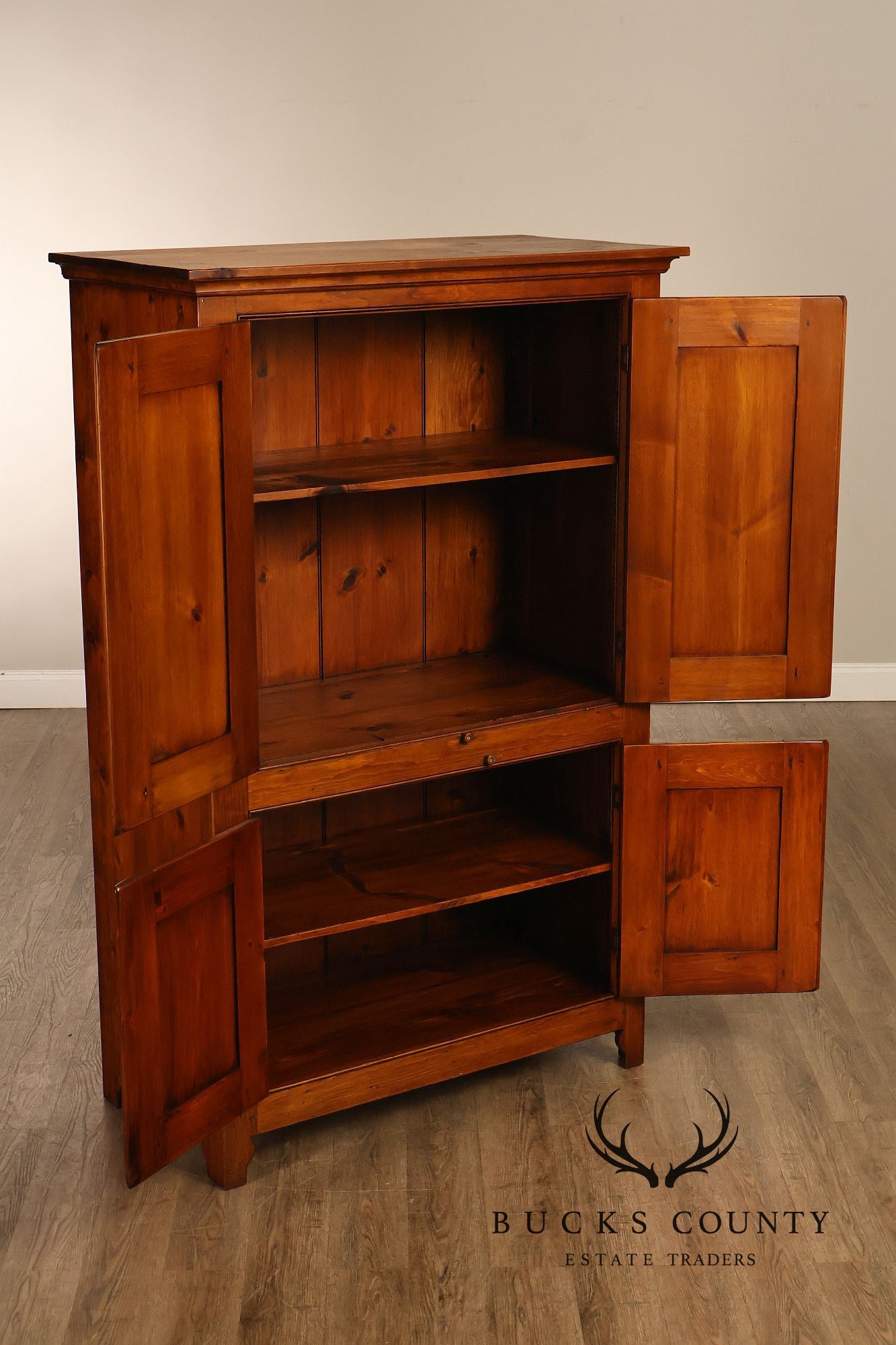 Vintage Rustic Pine Armoire Cabinet