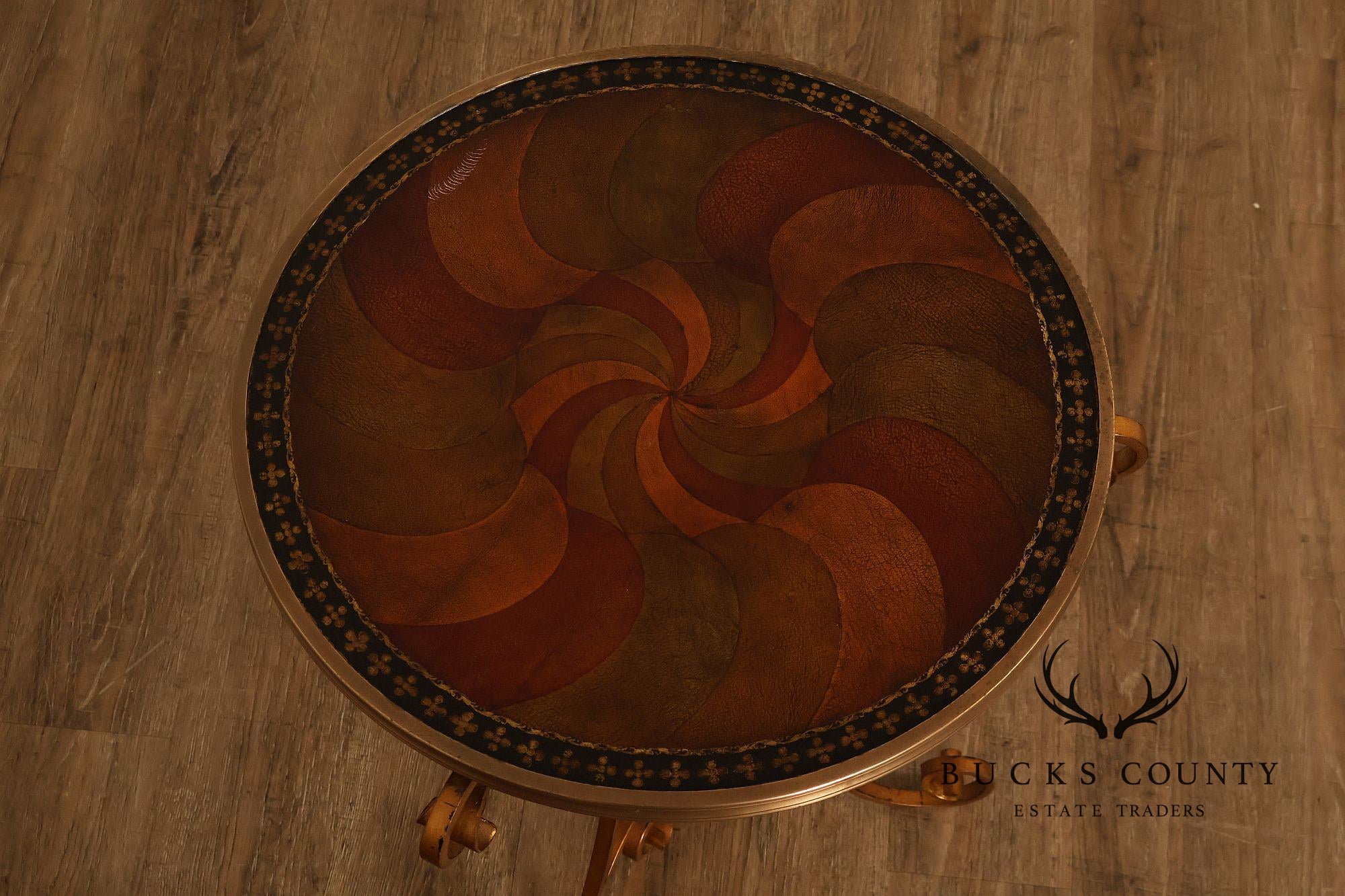 Theodore Alexander Decorative Swirl Accent Table with Metal Scroll Base