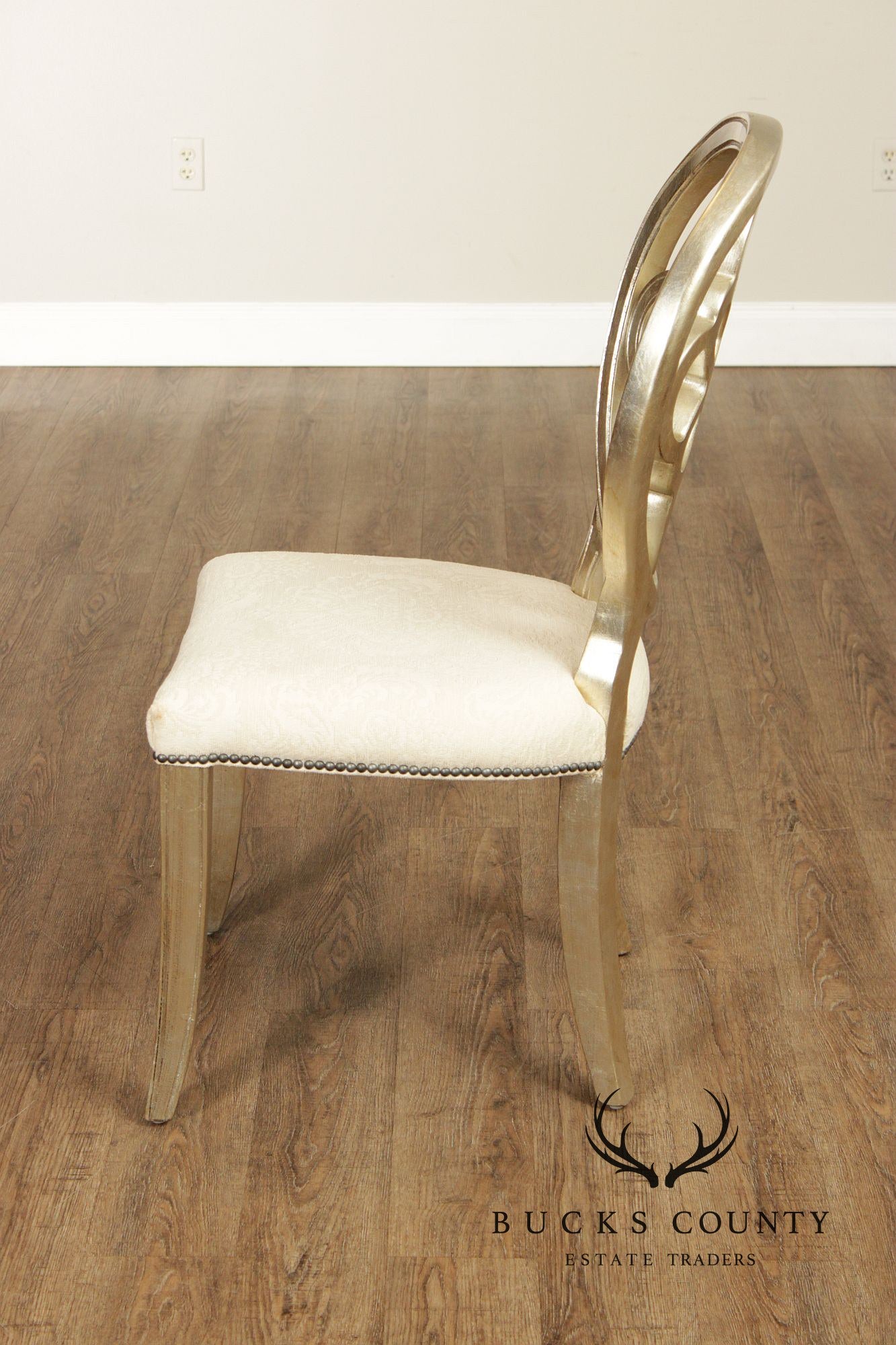 Henredon Set of Four Silver Leaf Side Dining Chairs