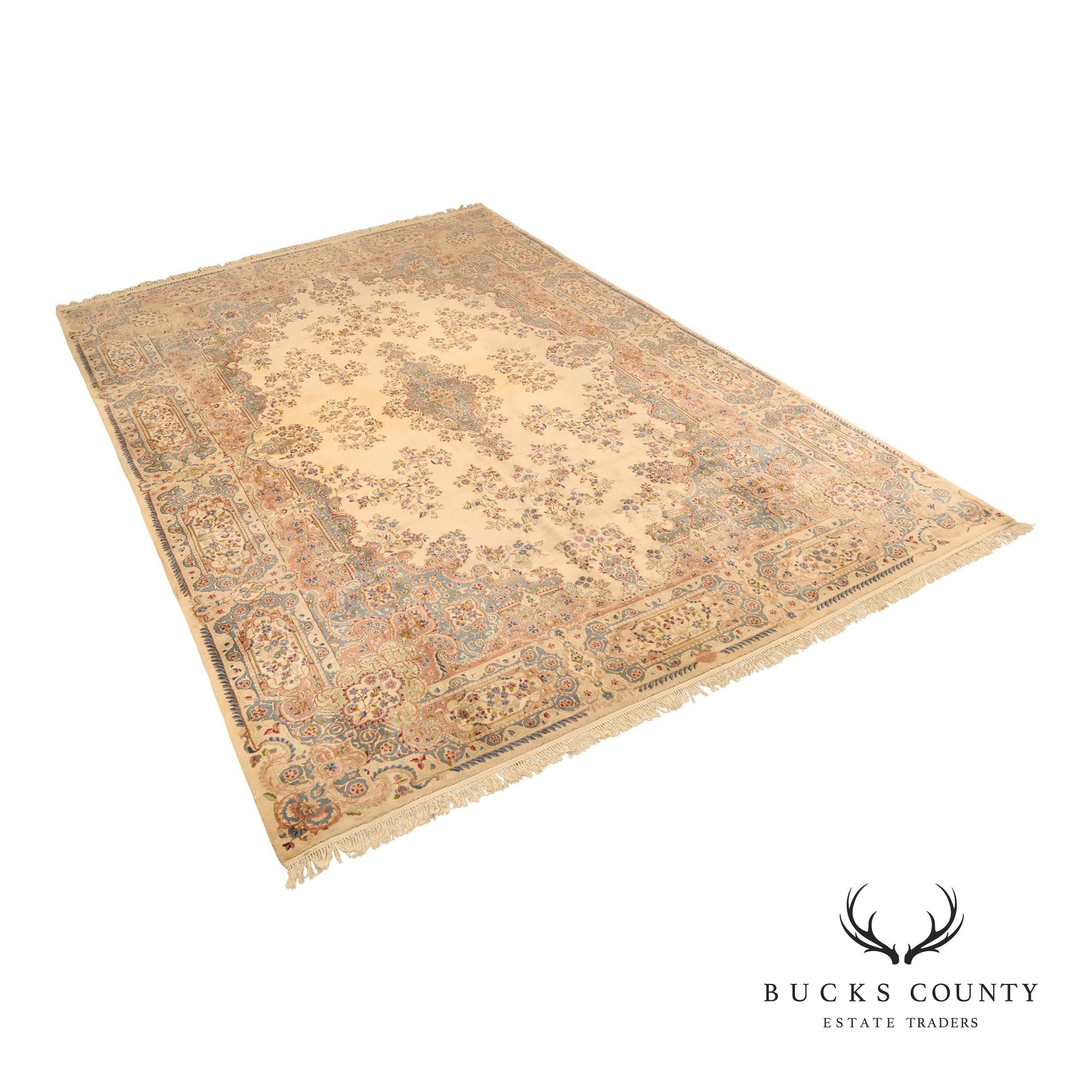 Kirmin Pattern Large Hand Tied 11' x 18' Fringed Area Rug