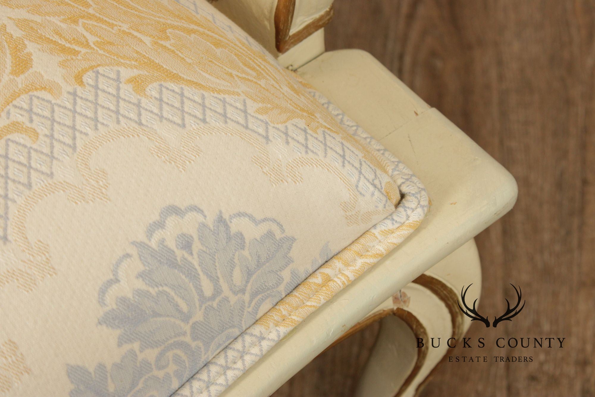French Provincial Style Barrel Back Caned Lounge Chair and Ottoman