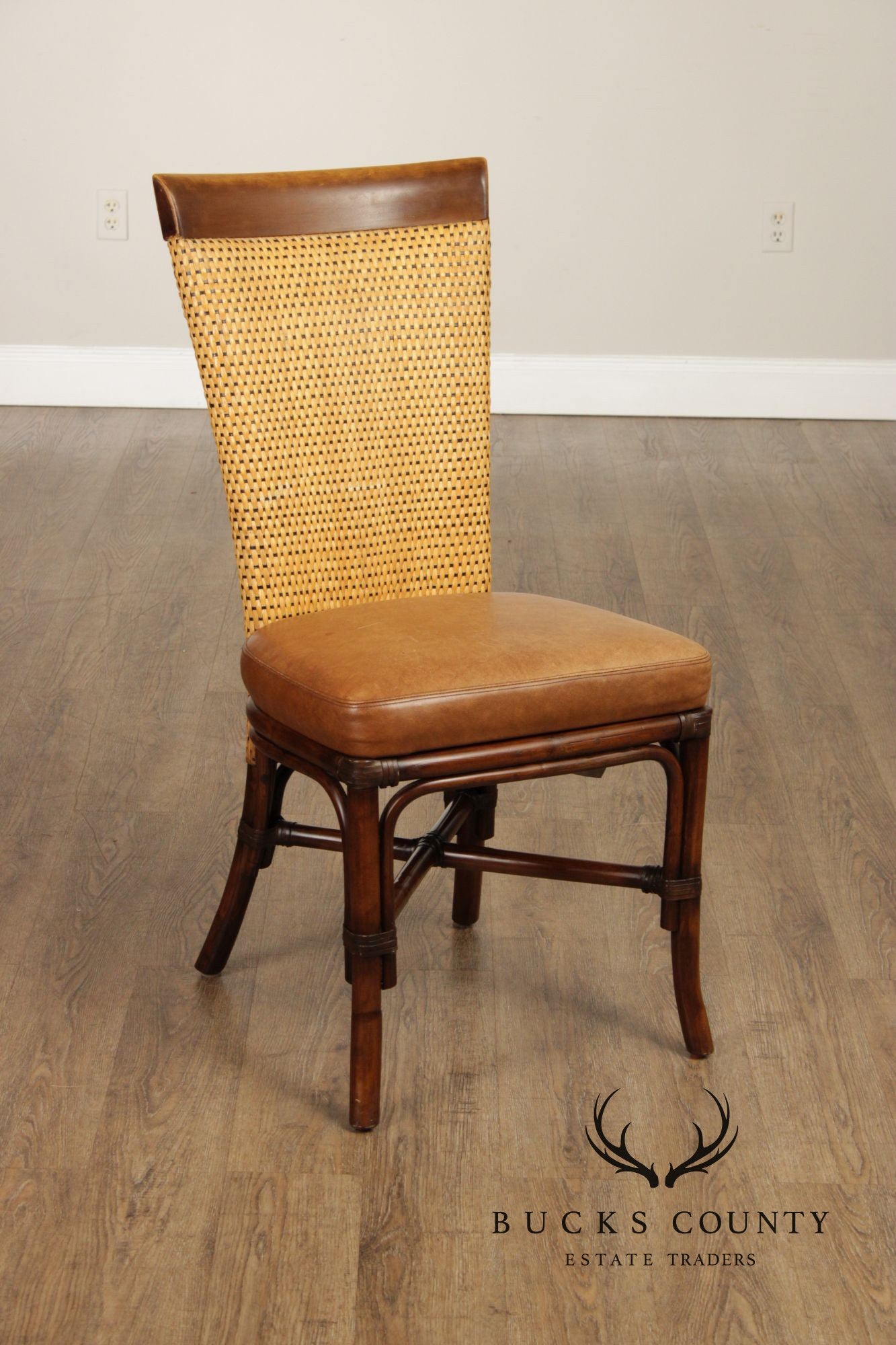 Palecek British Colonial Style Bamboo and Rattan Side Chair