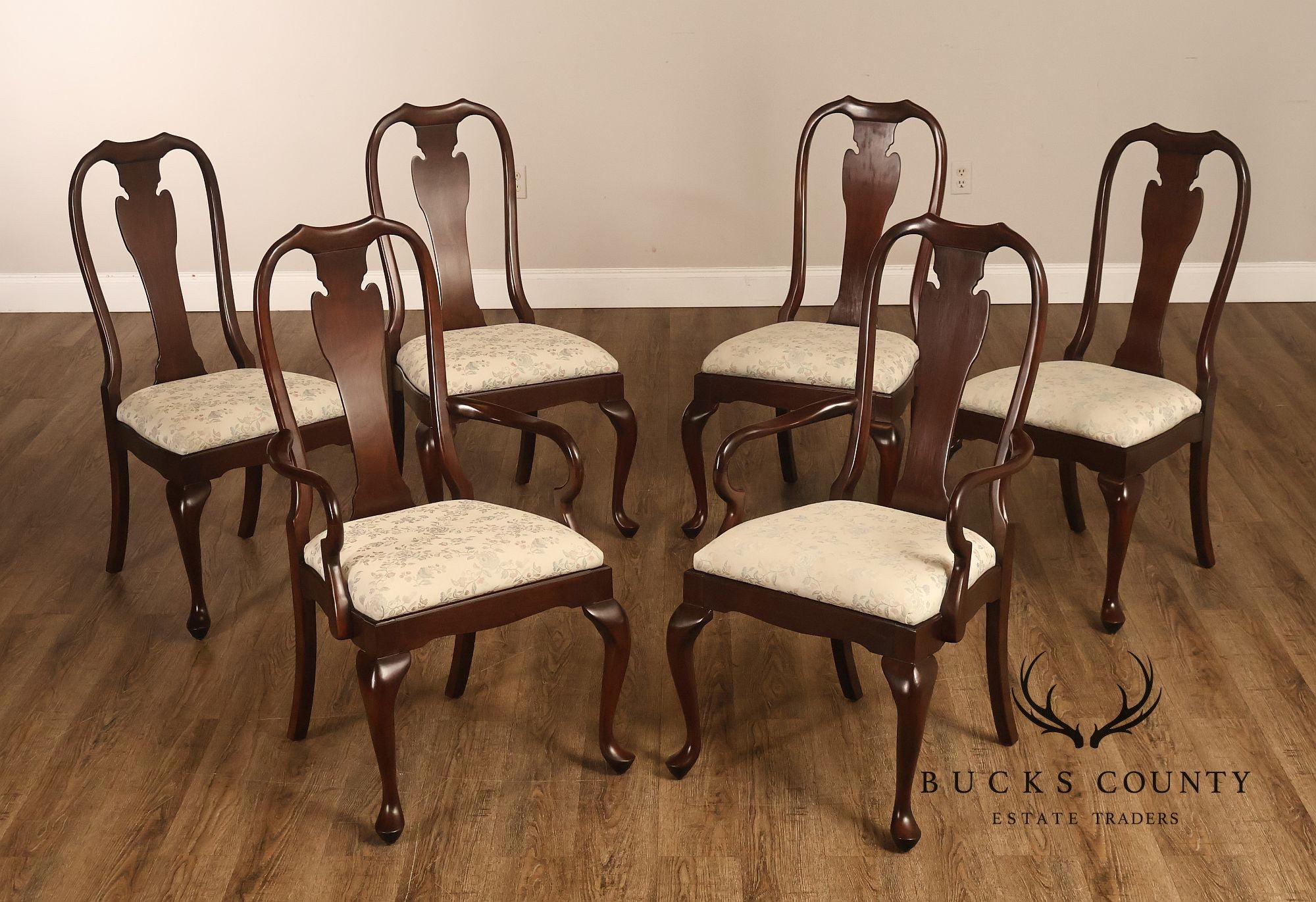Harden Queen Anne Style Set of Six Cherry Dining Chairs