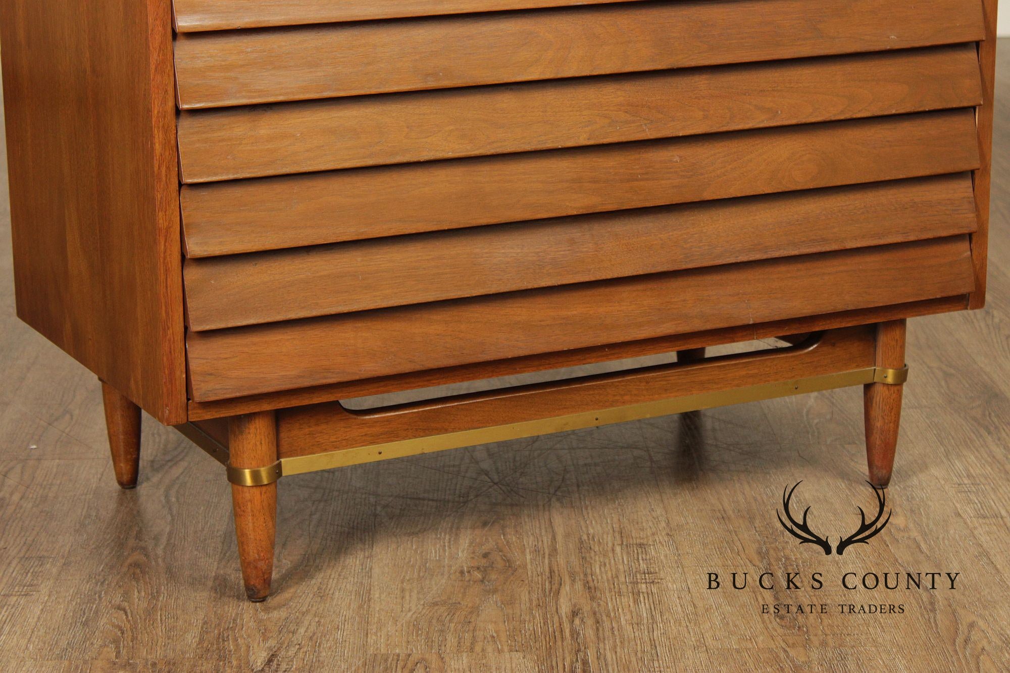 Merton Gershun For American Of Martinsville Mid-Century Modern Walnut Louvered Dresser Chest