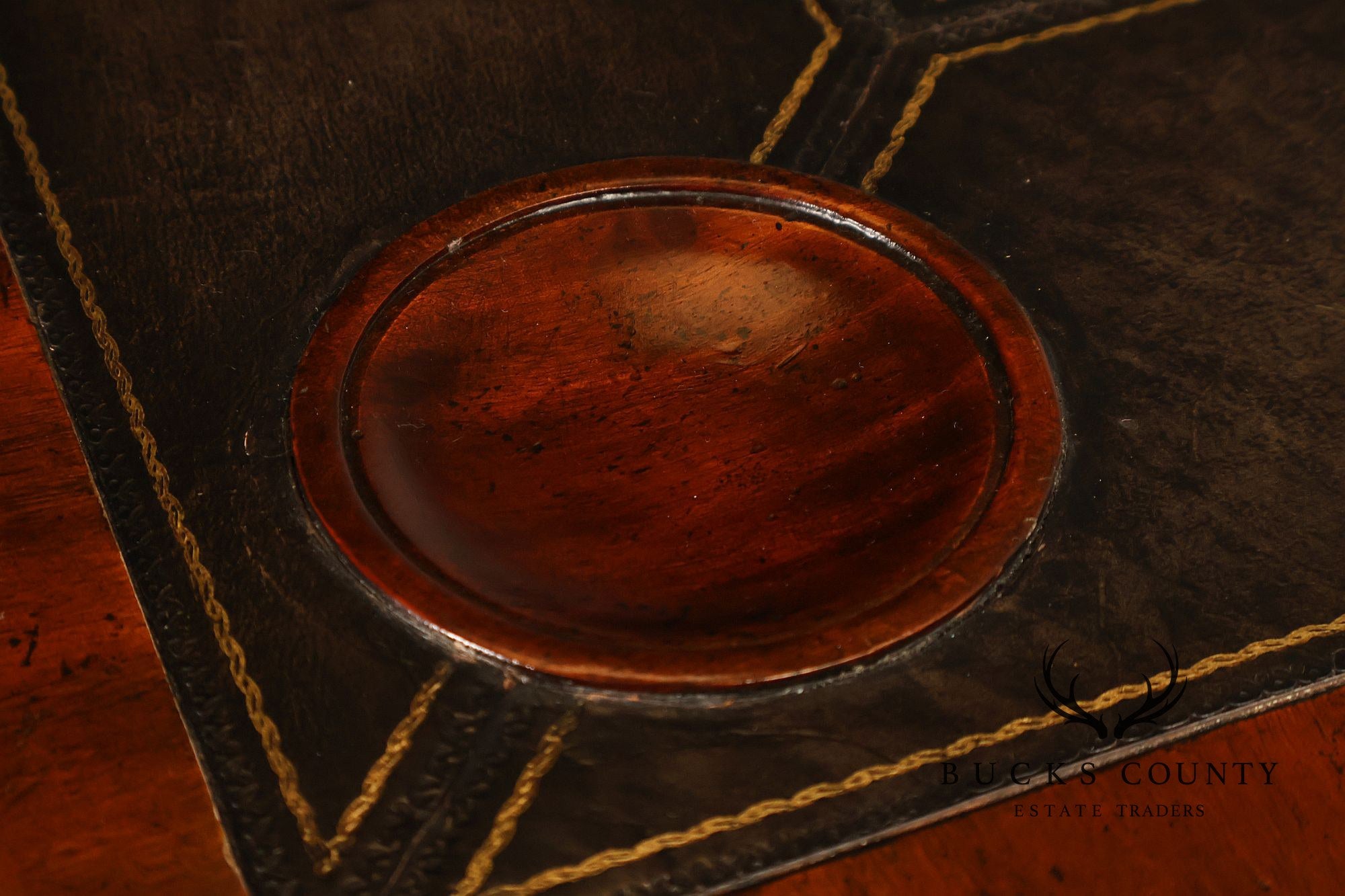 Maitland Smith Regency Style Mahogany Square Leather Top Game Table