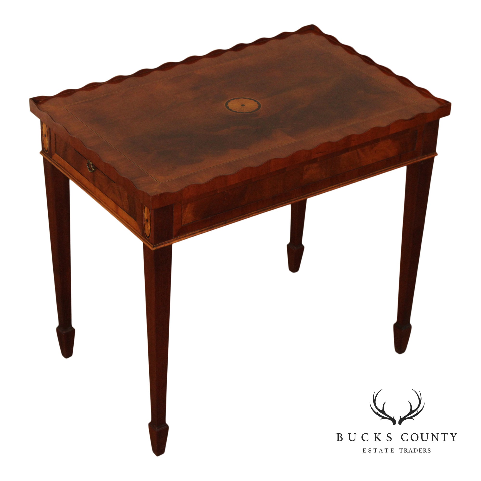 Hekman Federal Style Inlaid Mahogany And Yew Wood Side Table