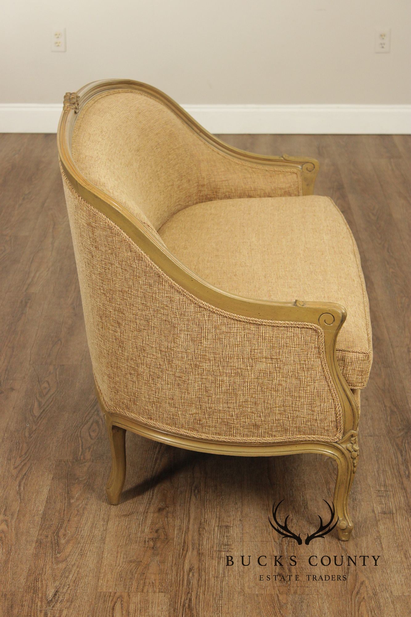 French Louis XV Style Distress Painted Settee Loveseat