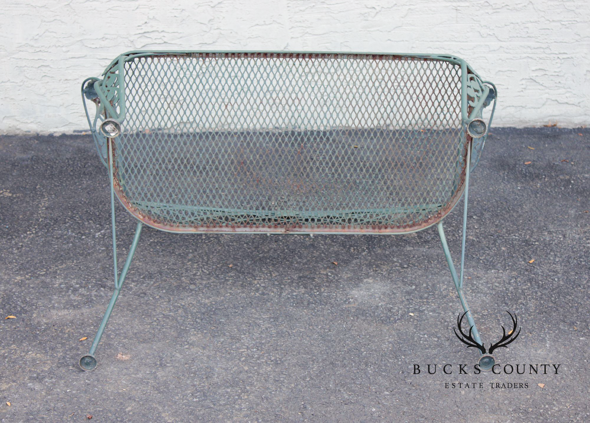 Wrought Iron Outdoor Garden Bench With Rose Motif