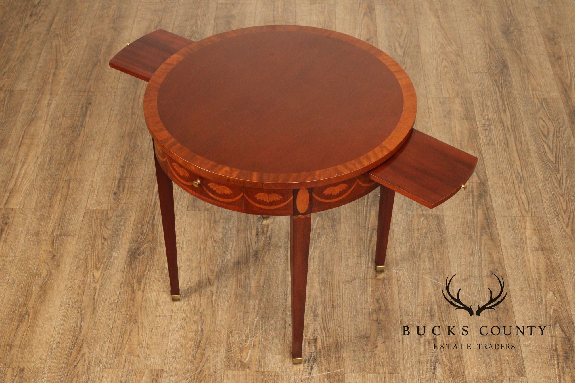 Baker Federal Style Inlaid Mahogany Round Side Table