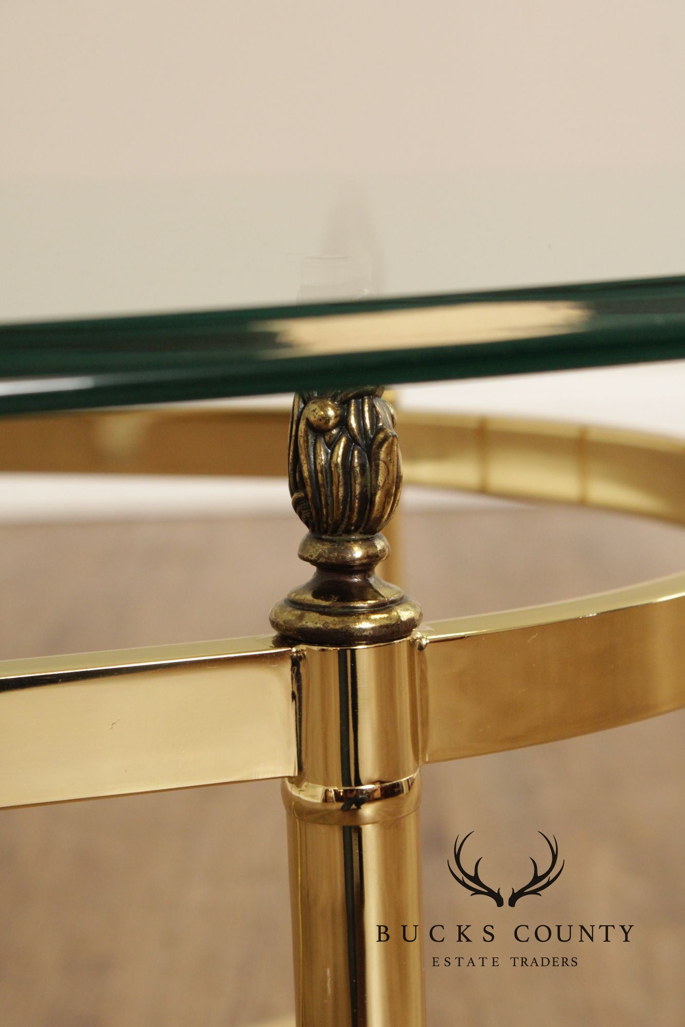 Hollywood Regency Glass Top Oval Coffee Table