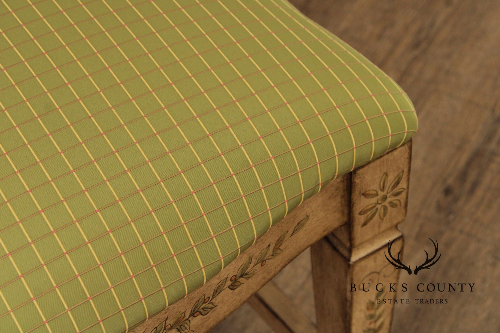 Lane Hepplewhite Style Paint Decorated Shied Back Side Chair