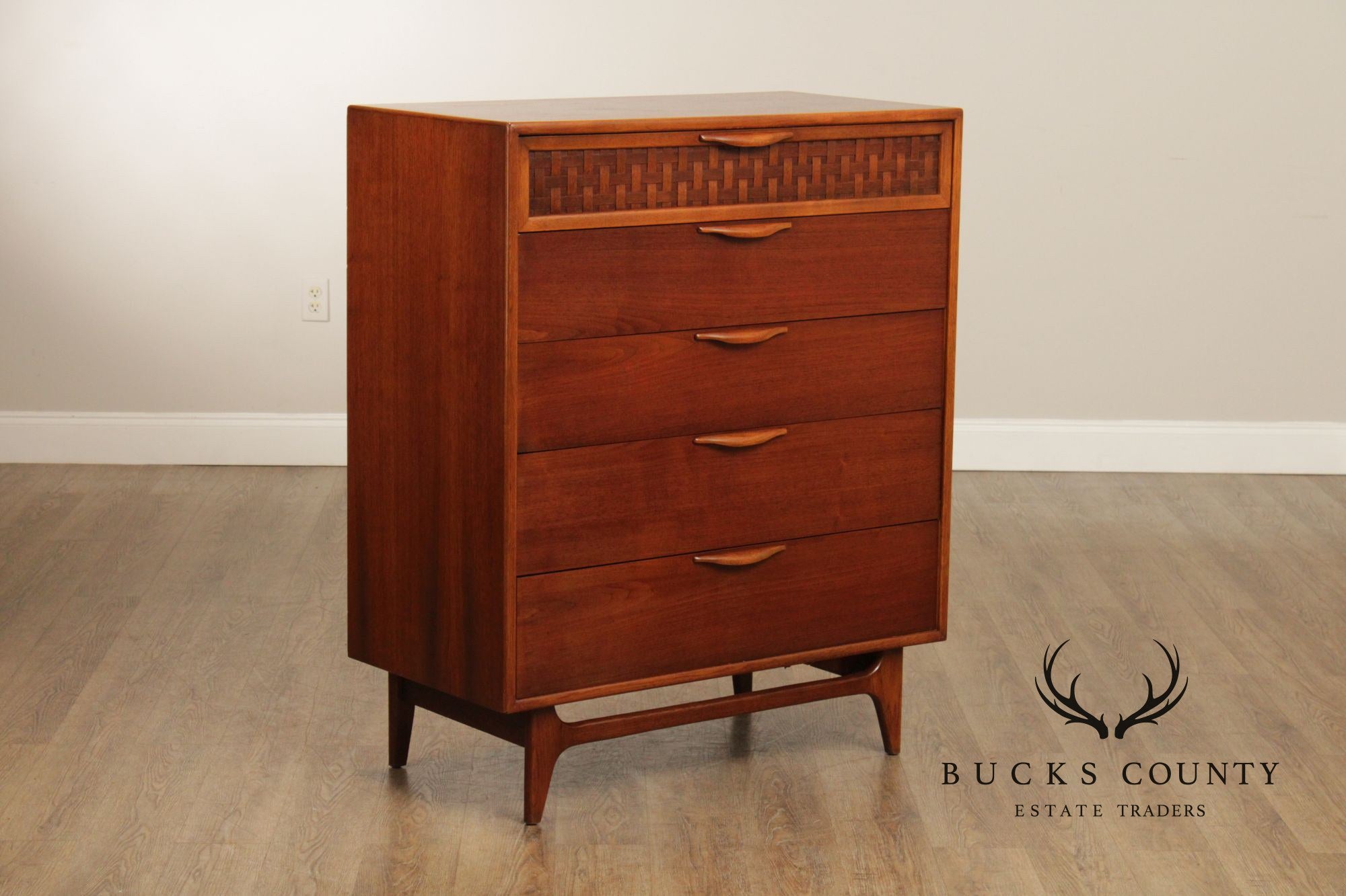 Lane Mid Century Modern Walnut Tall Chest