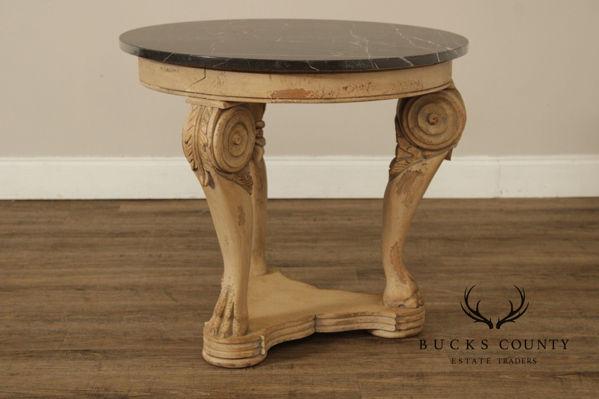 Italian Neoclassical Style Round Marble Top Side Table