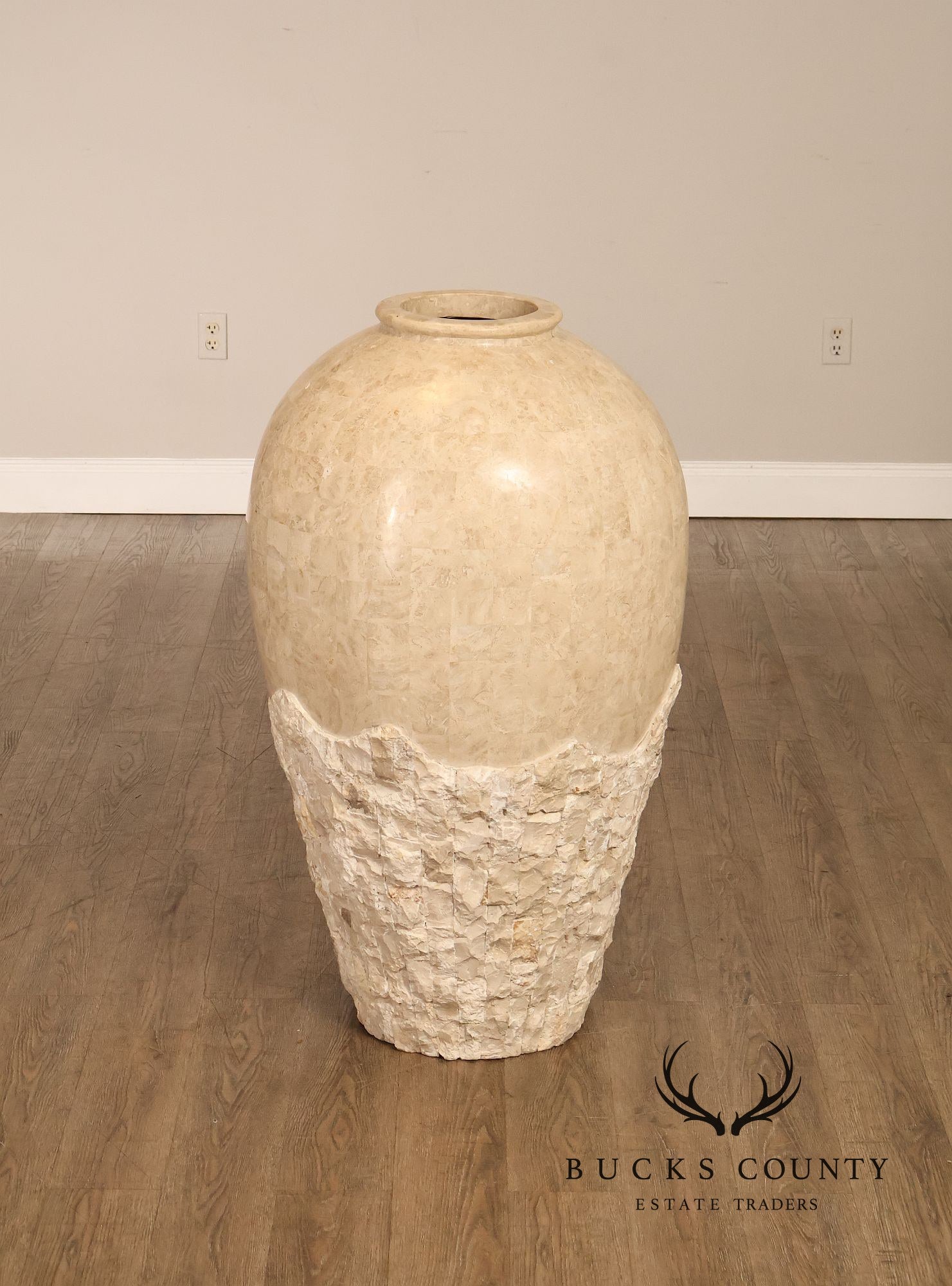 Contemporary Tessellated Stone Floor Vase