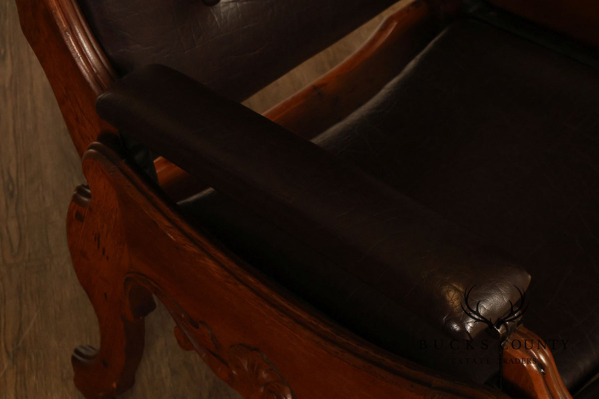 Antique Victorian Carved Walnut Reclining Armchair