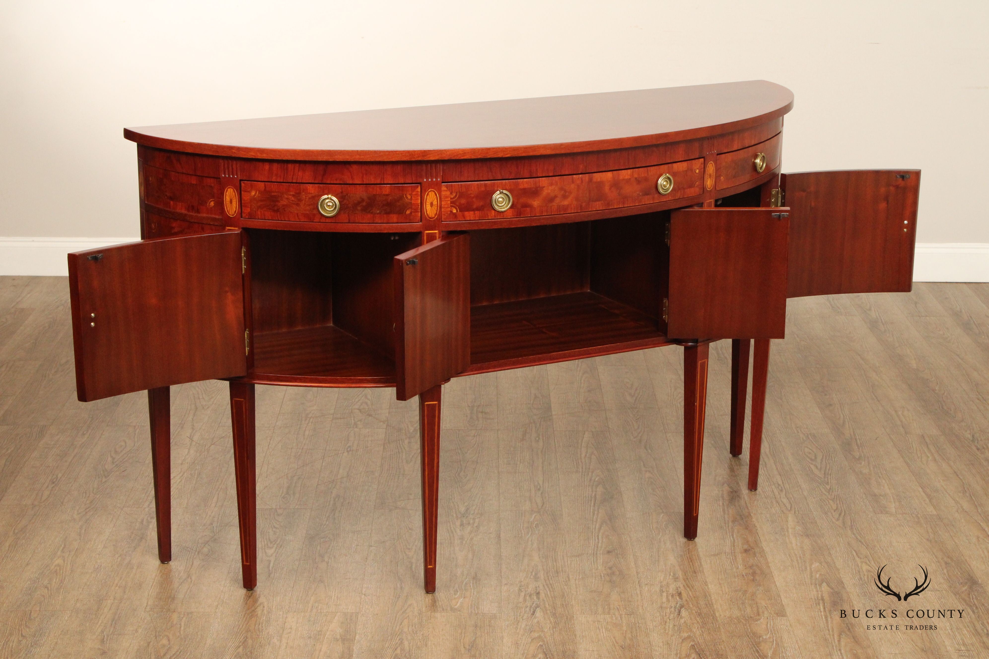 Hepplewhite Style Banded Mahogany Demilune Sideboard