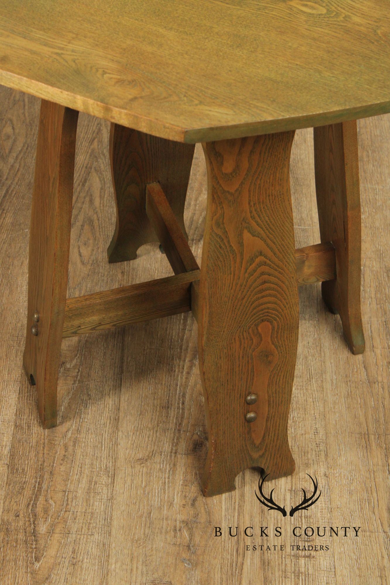 Antique Arts and Crafts Period Oak Octagonal Top Side Table