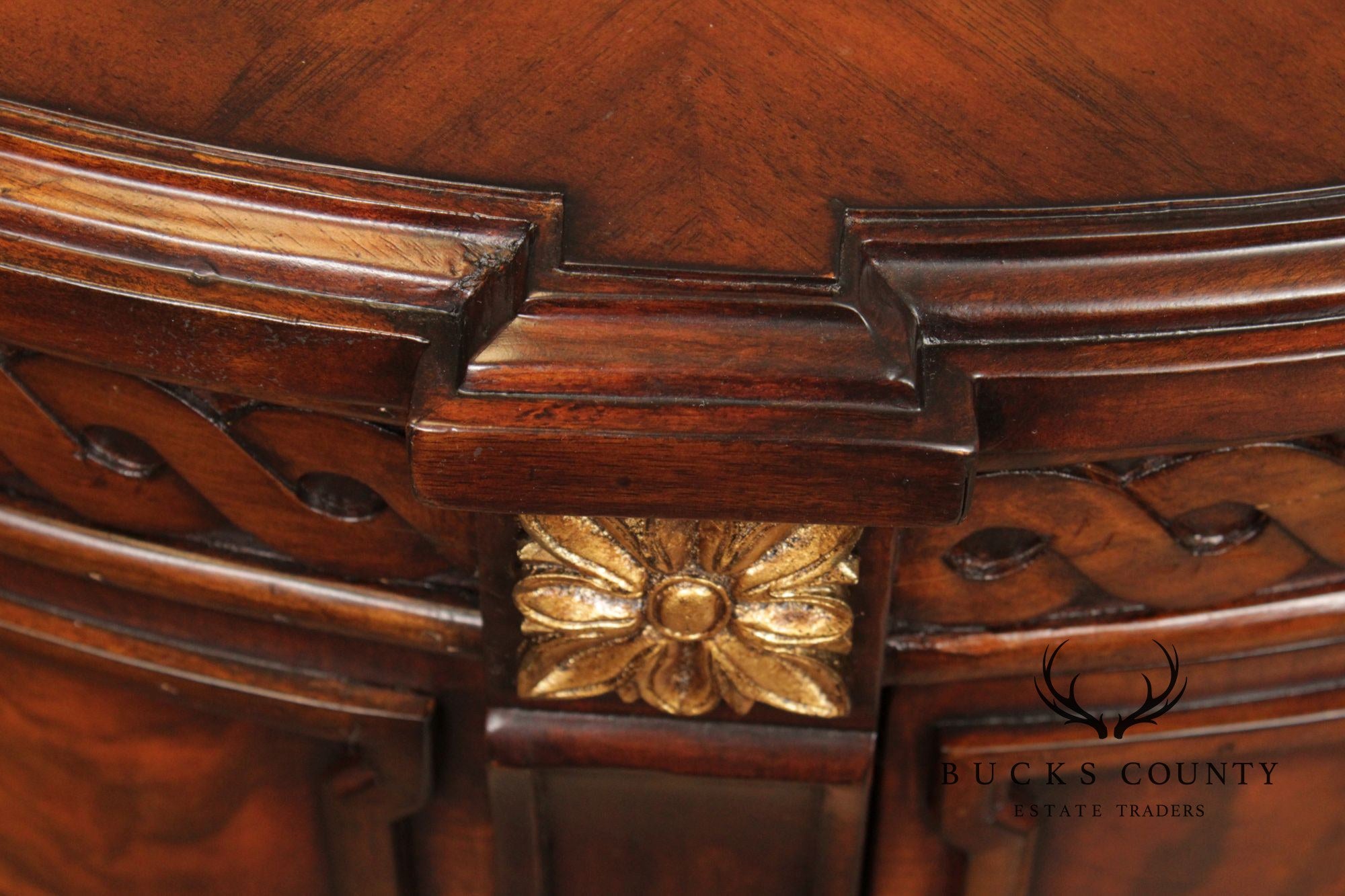 Monarch For Century Louis XVI Style Pair Of Mahogany Demilune Commodes