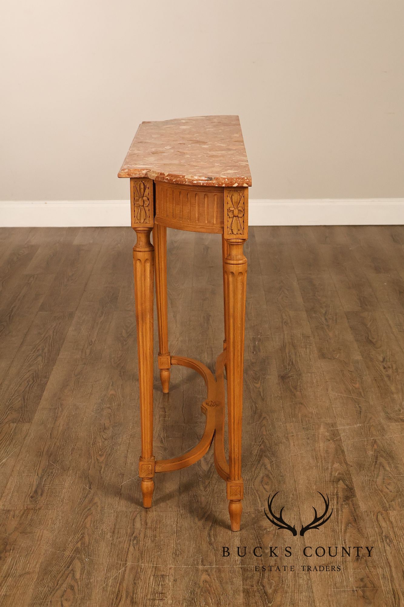 French Louis XVI Style Marble Top Narrow Console