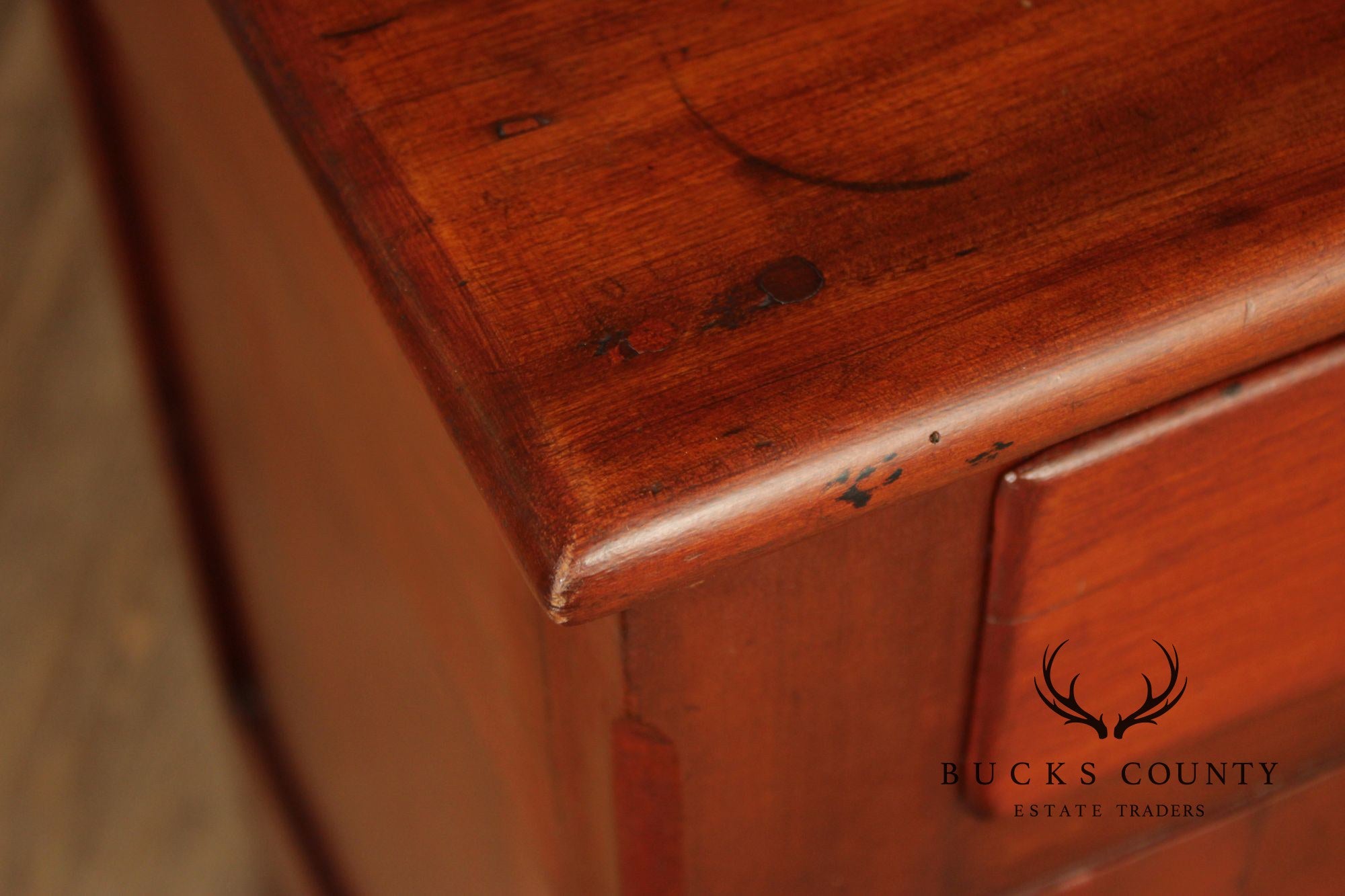 Antique American Cherry Dutch Cupboard Two Piece Hutch Cabinet