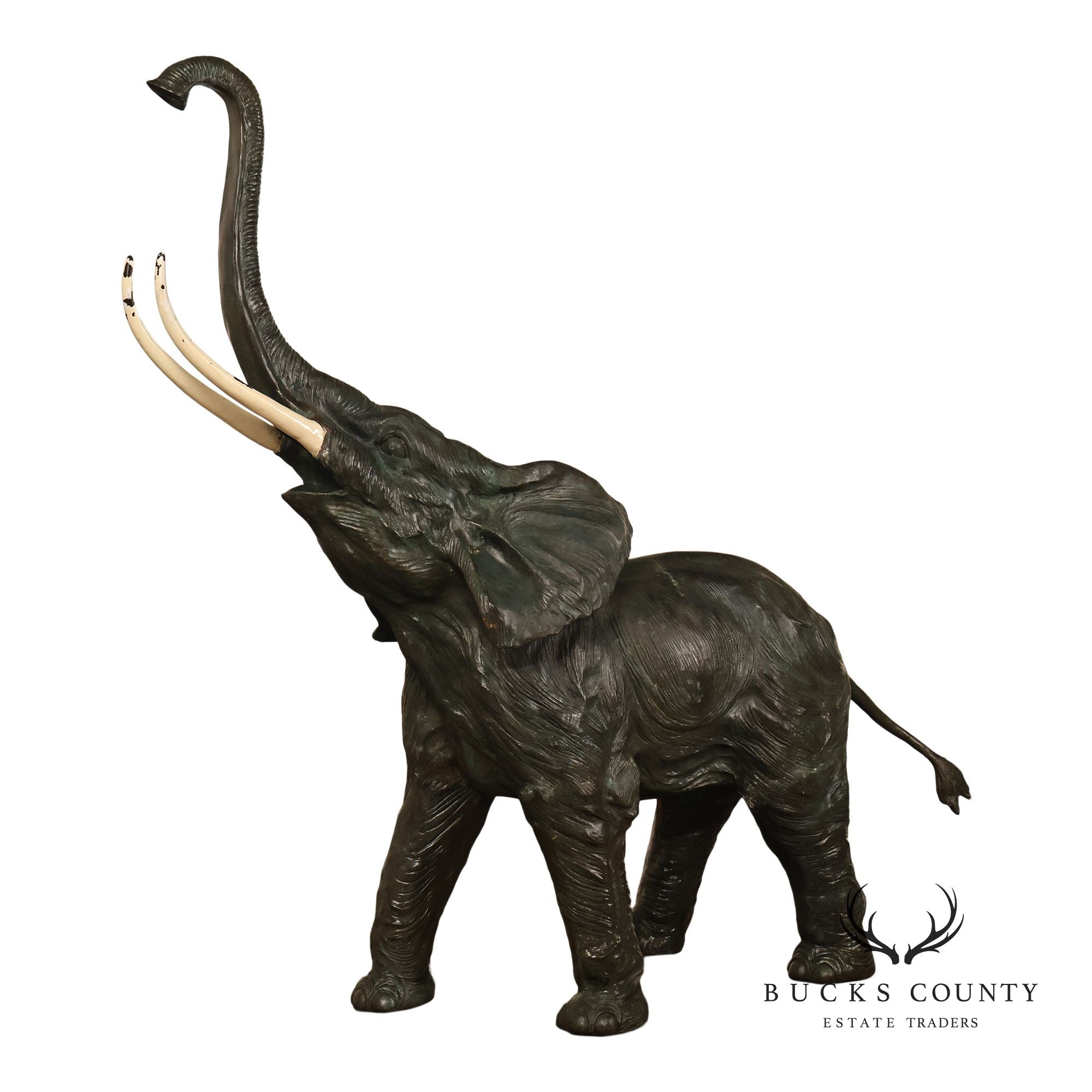 Monumental Patinated Bronze Elephant Statue