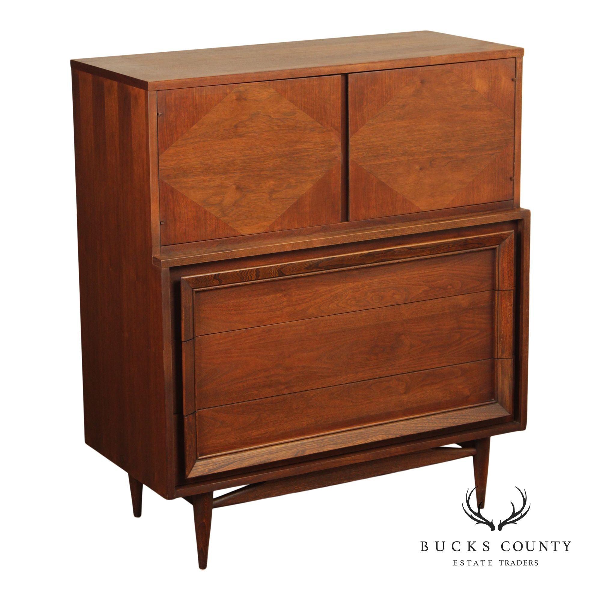 Basic Witz Mid Century Modern Walnut Tall Chest