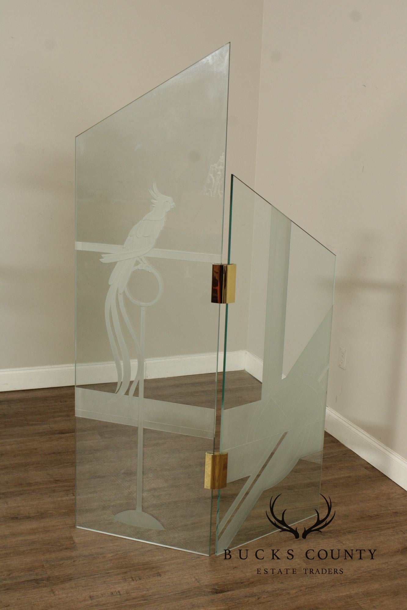 1980's Art Deco Style Glass Four-Panel Room Divider