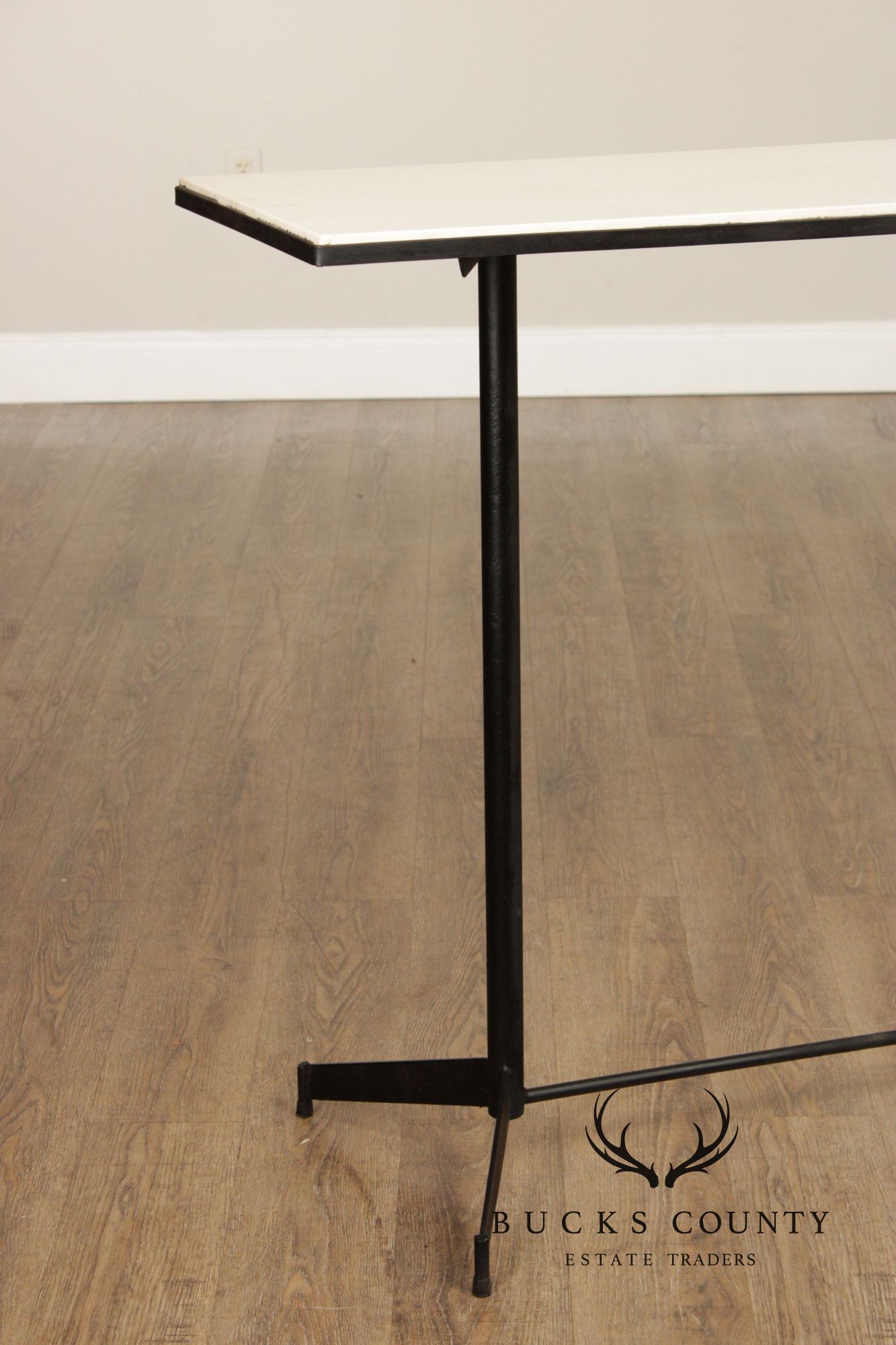 Mid Century Modern Industrial Marble Top Steel Console BarTable