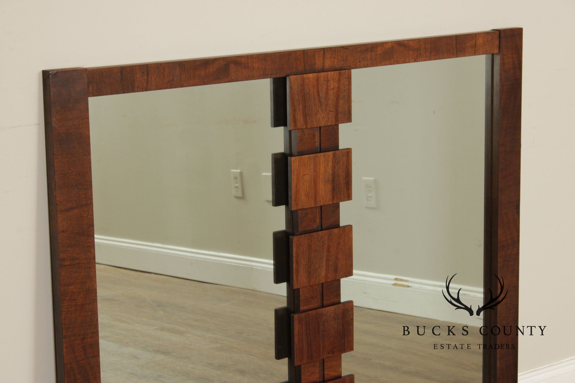 Lane 'Staccato' Brutalist Walnut Wall Mirror