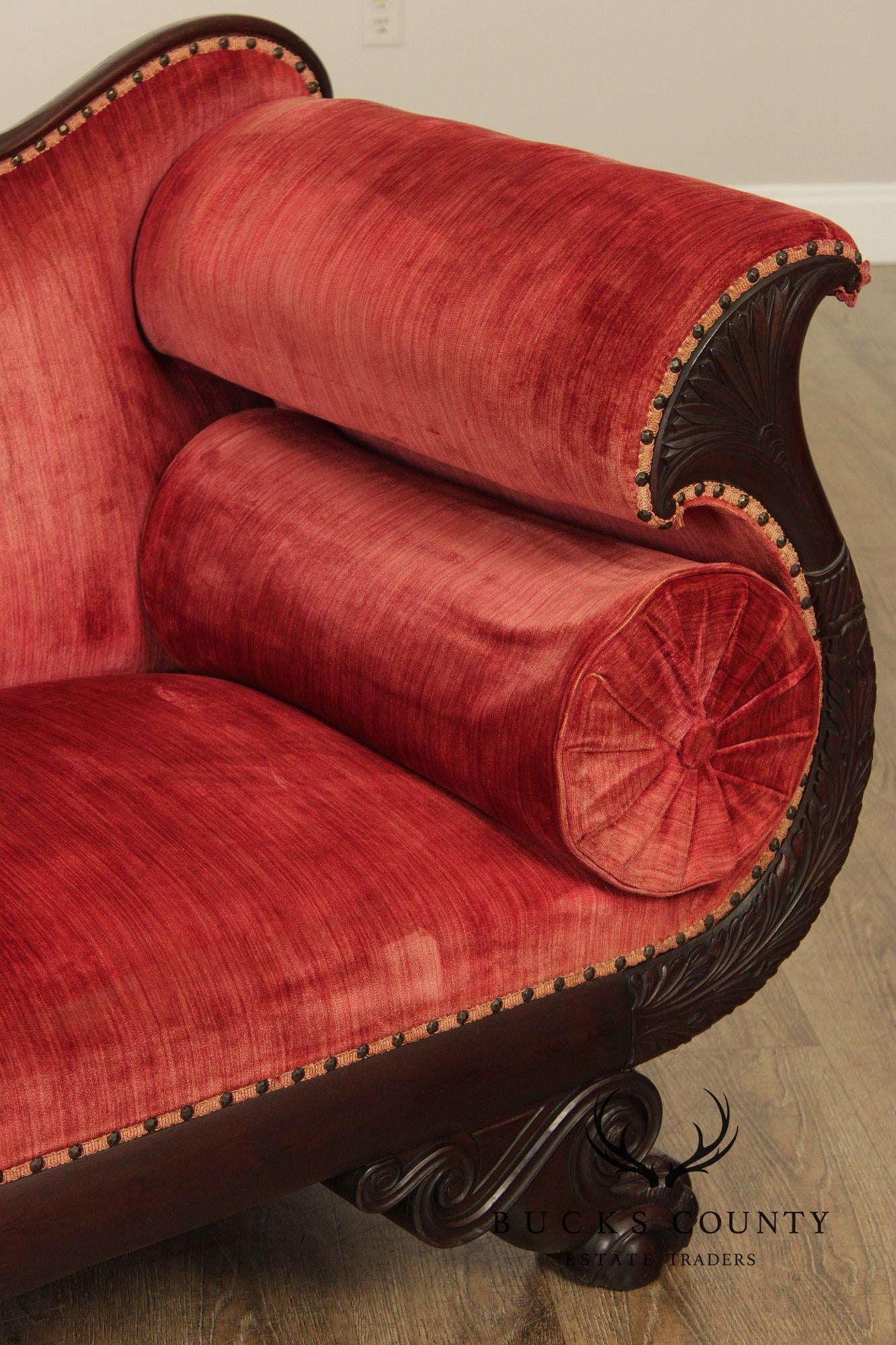 Antique Empire Carved Mahogany Swan Sofa