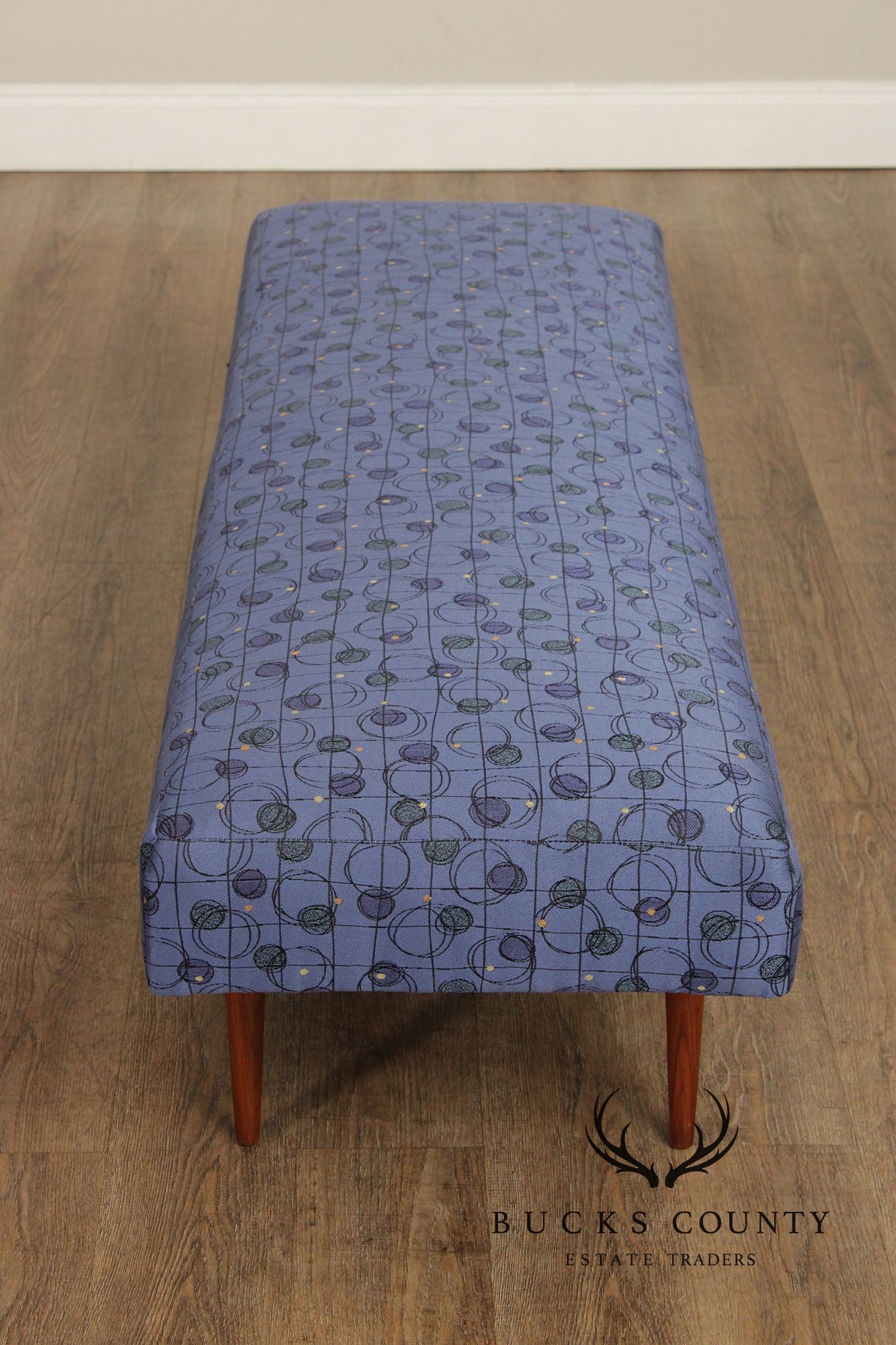 Mid Century Modern Upholstered Walnut Bench