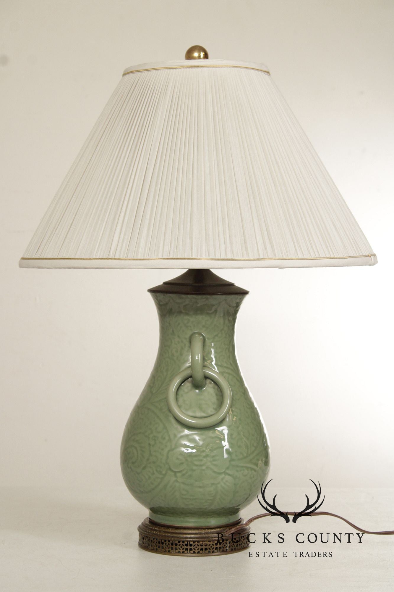 Asian Style Celadon Glazed Table Lamp