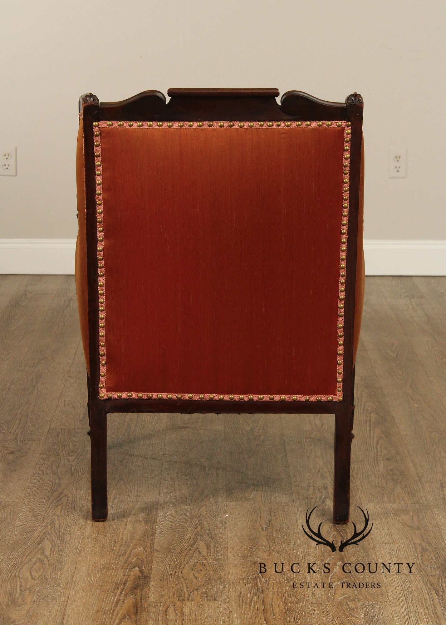 English Regency Style Antique Carved Mahogany Armchair