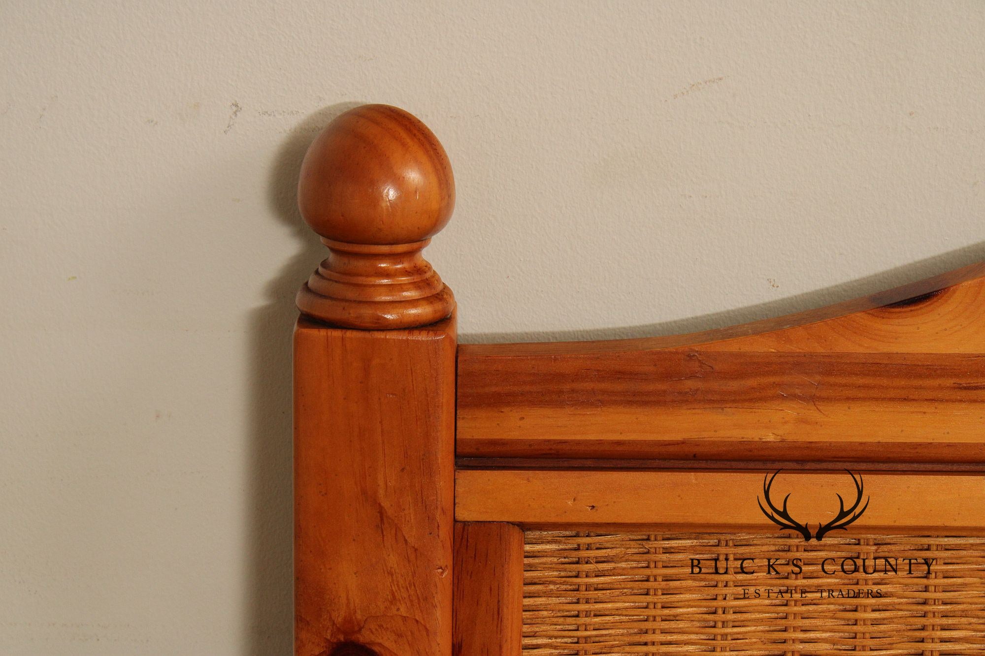 Stanley Furniture Country Pine and Wicker Twin Headboard