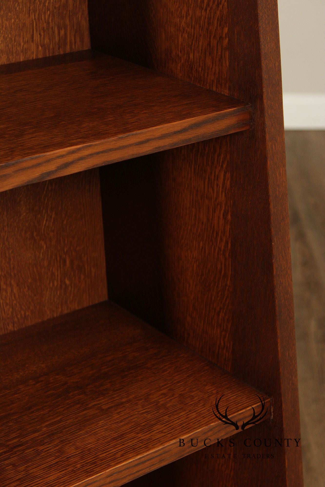 Warren Hile Studio Mission Style Quarter Sawn Oak Tapered Bookcase