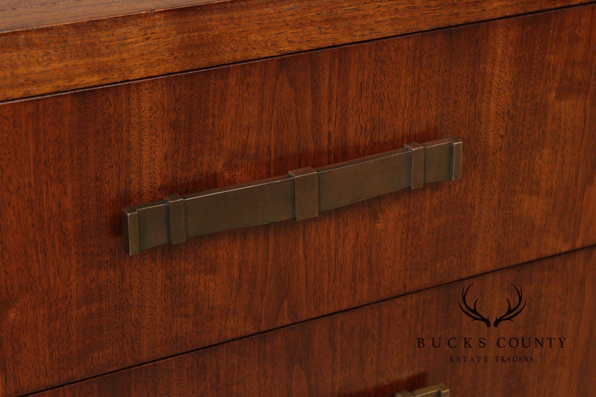 Heritage Mid Century Modern Pair of Walnut Two-Drawer Nightstands