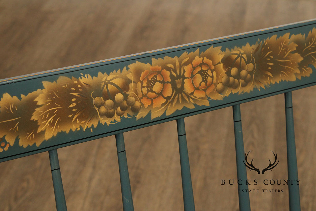 L. Hitchcock Painted Harvest Decorated Windsor Style Settee Bench