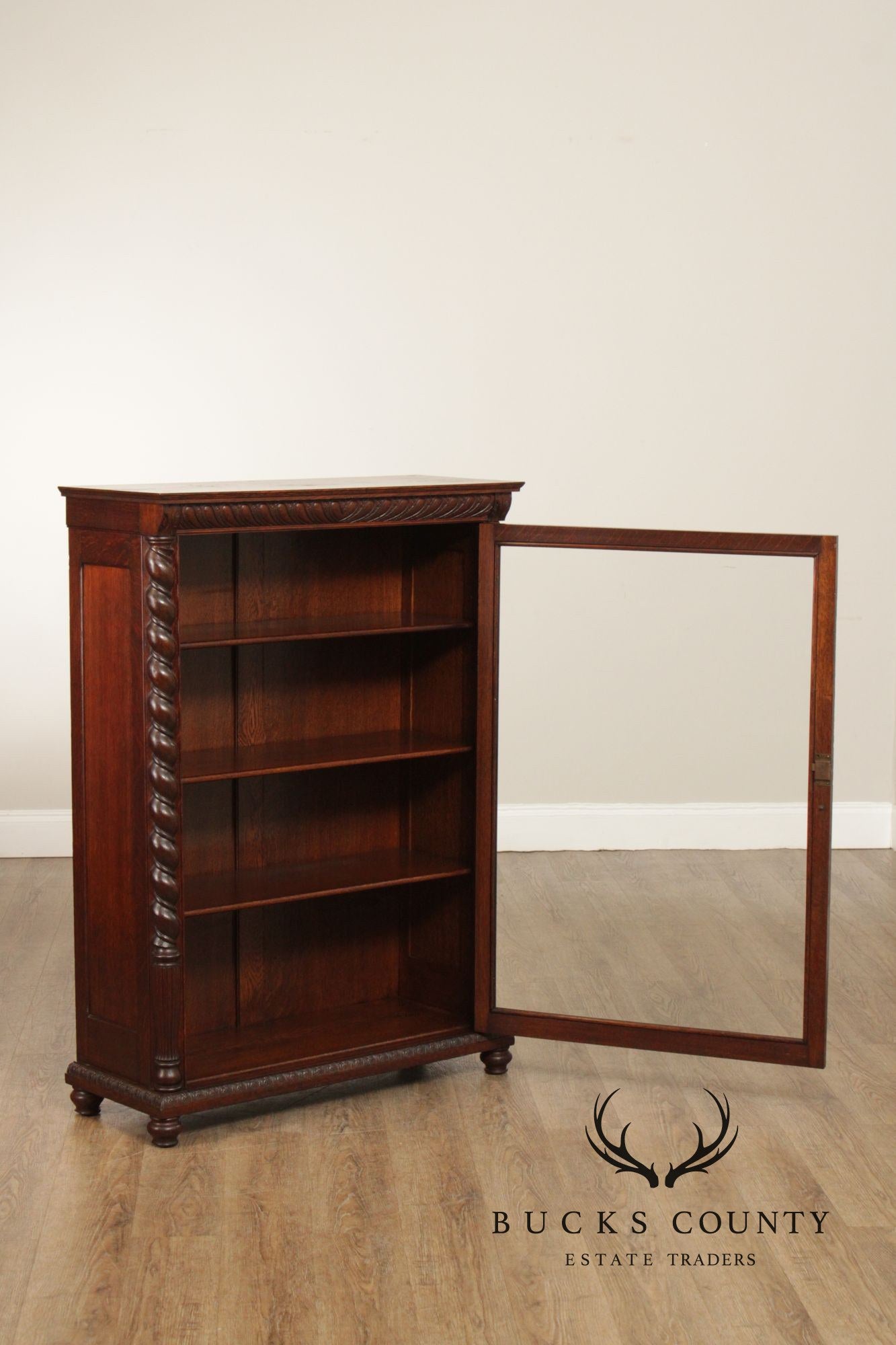 Antique Victorian Oak Barley Twist Bookcase