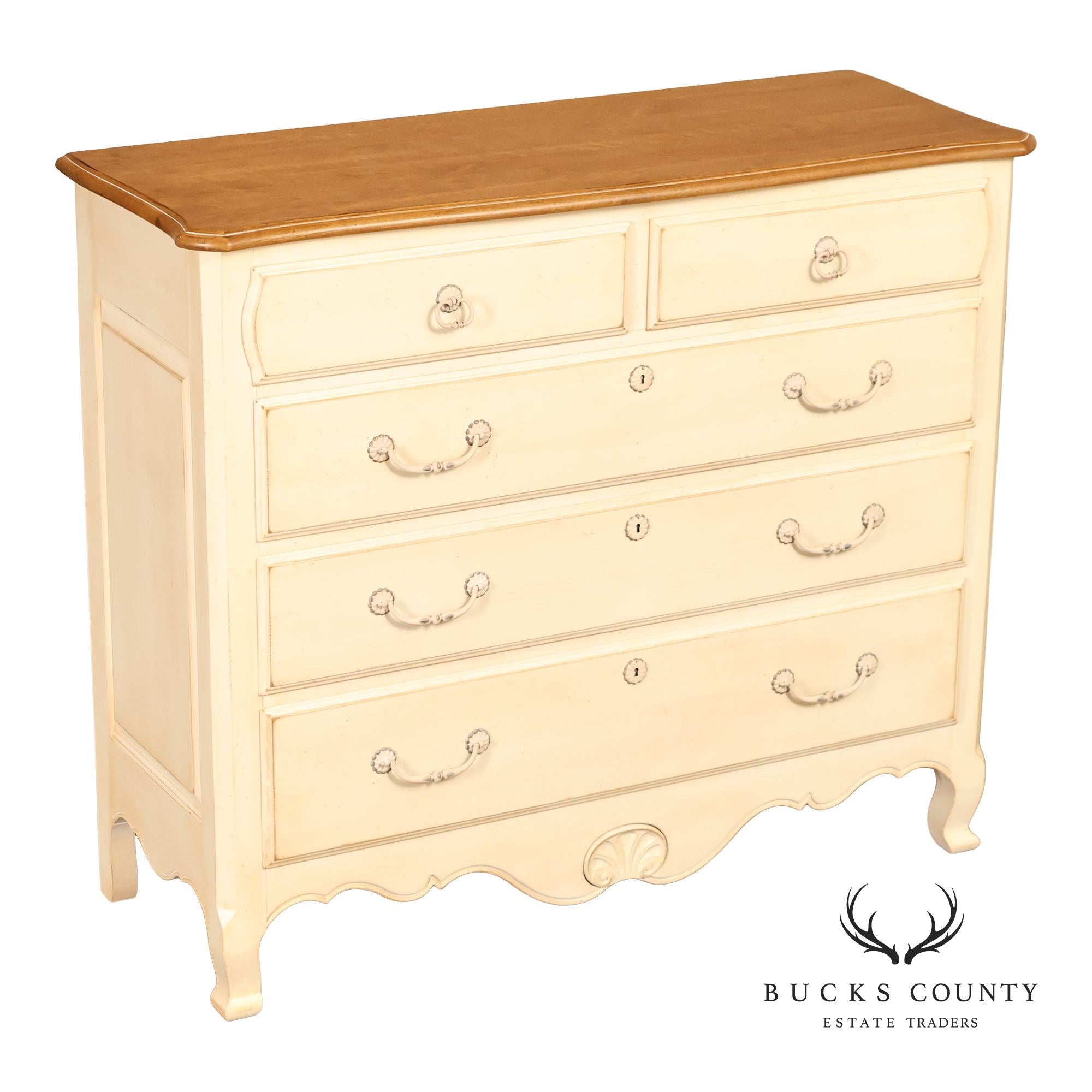 Ethan Allen 'Country French' Distress Painted Chest of Drawers