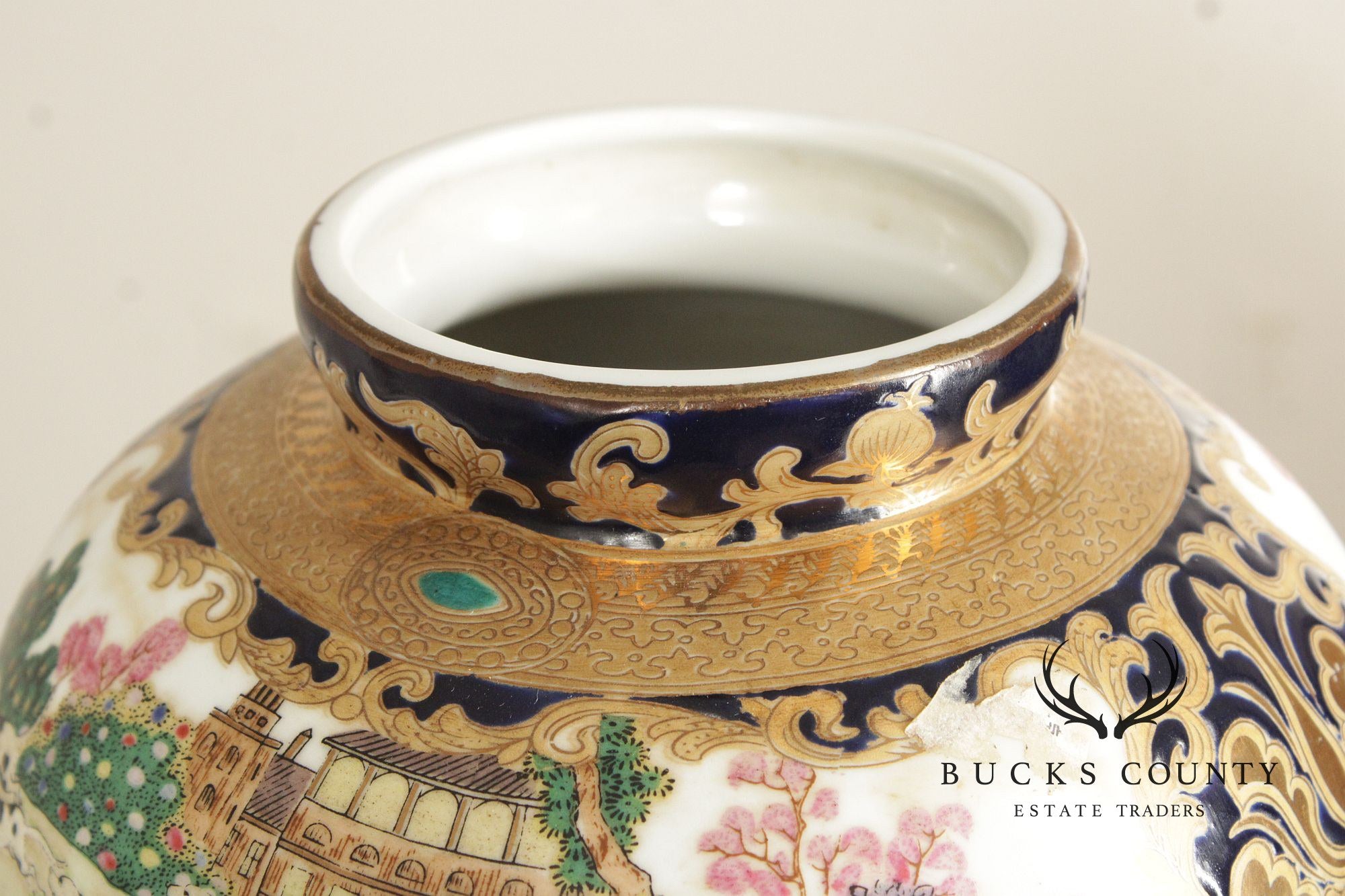 Vintage Chinese Pair of Satsuma Floor Vases