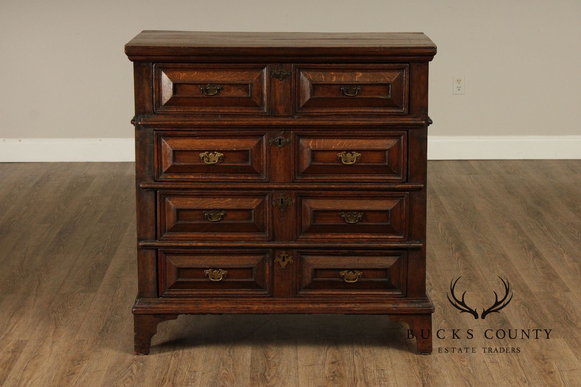 Antique English Charles II Style Oak Chest of Drawers