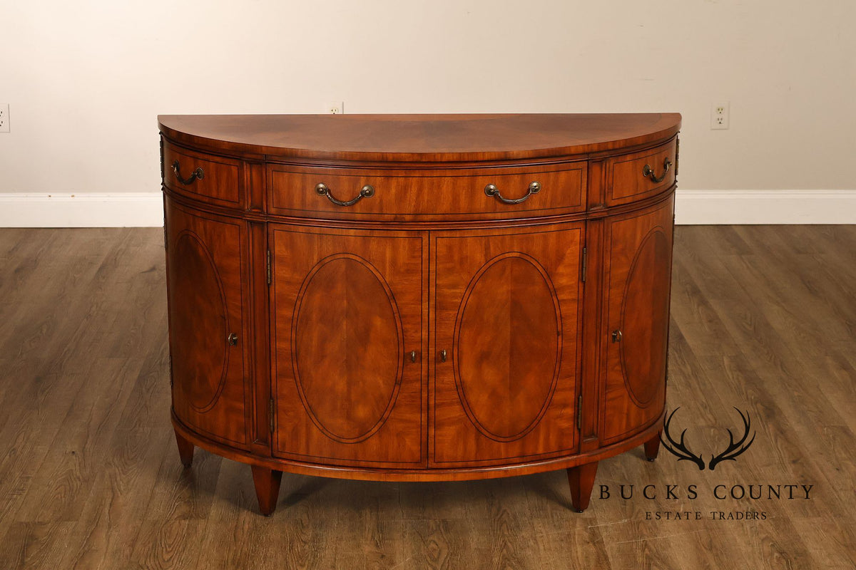 Ethan Allen Regency Style Inlaid Mahogany Demilune Console